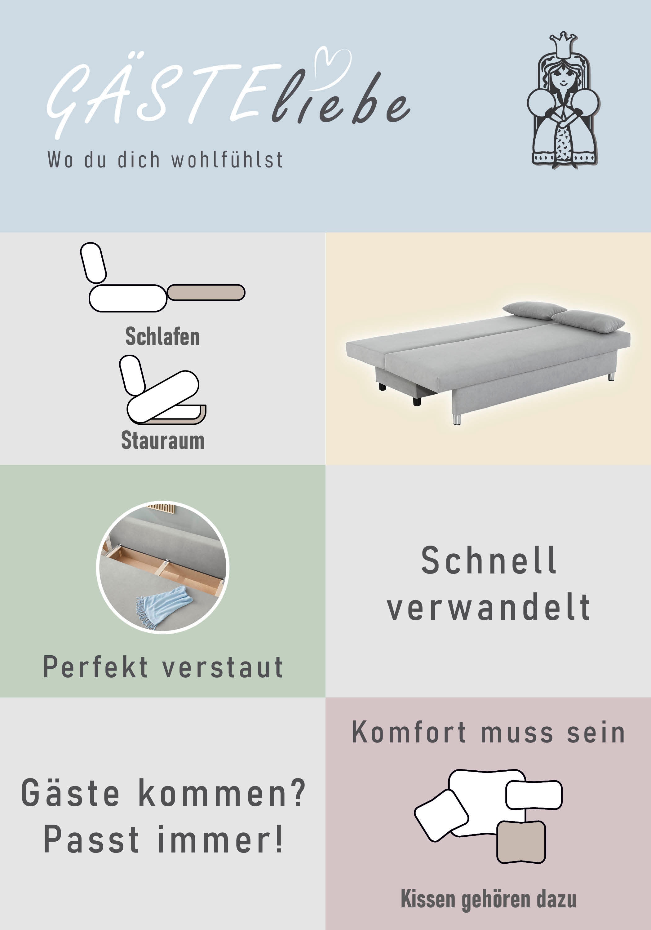 Jockenhöfer Gruppe Schlafsofa, mit Bettfunktion und Bettkasten