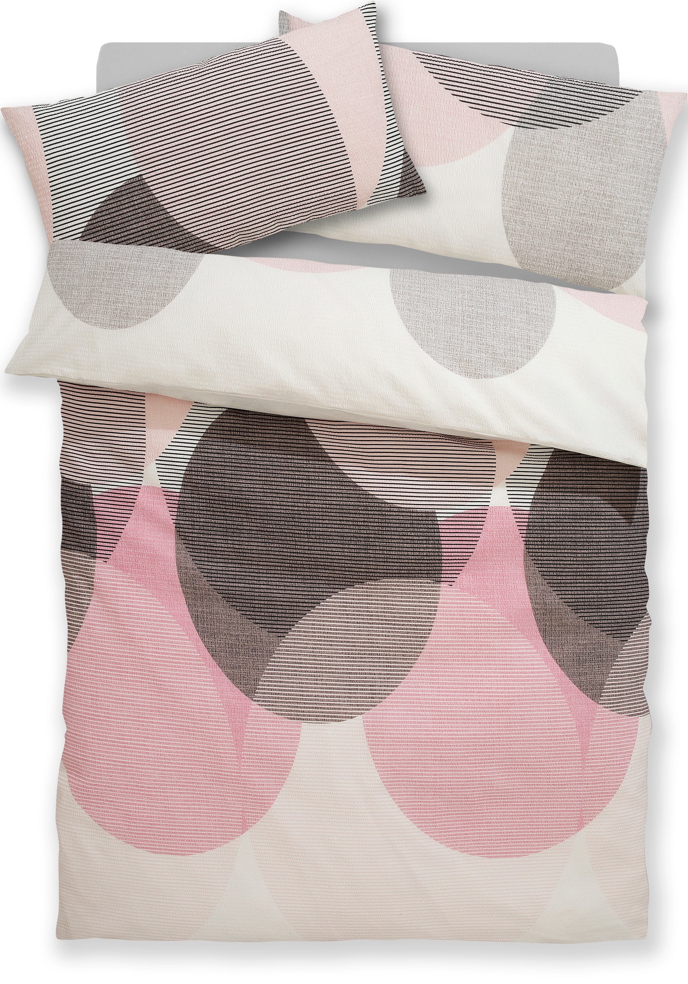BIERBAUM Bettwäsche »Carla in Gr. 135x200 oder 155x220 cm«, Bettwäsche aus Baumwolle, geometrische Bettwäsche mit Reißverschluss