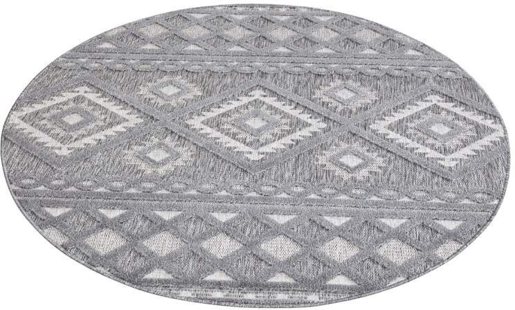 Carpet City Teppich »In-& Outdoorteppich Santorini 435, 3D-Effekt, Boho-Look«, rund, 5 mm Höhe, Wetterfest & UV-beständig für Terrasse, Balkon, Küche, Flur
