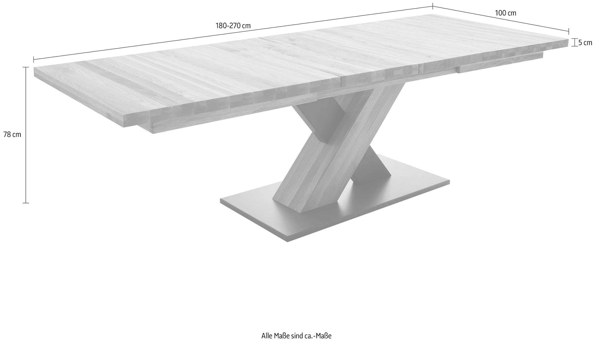 MCA furniture Esstisch »Mendoza A« Esstisch Massivholz mit Synchronauszug