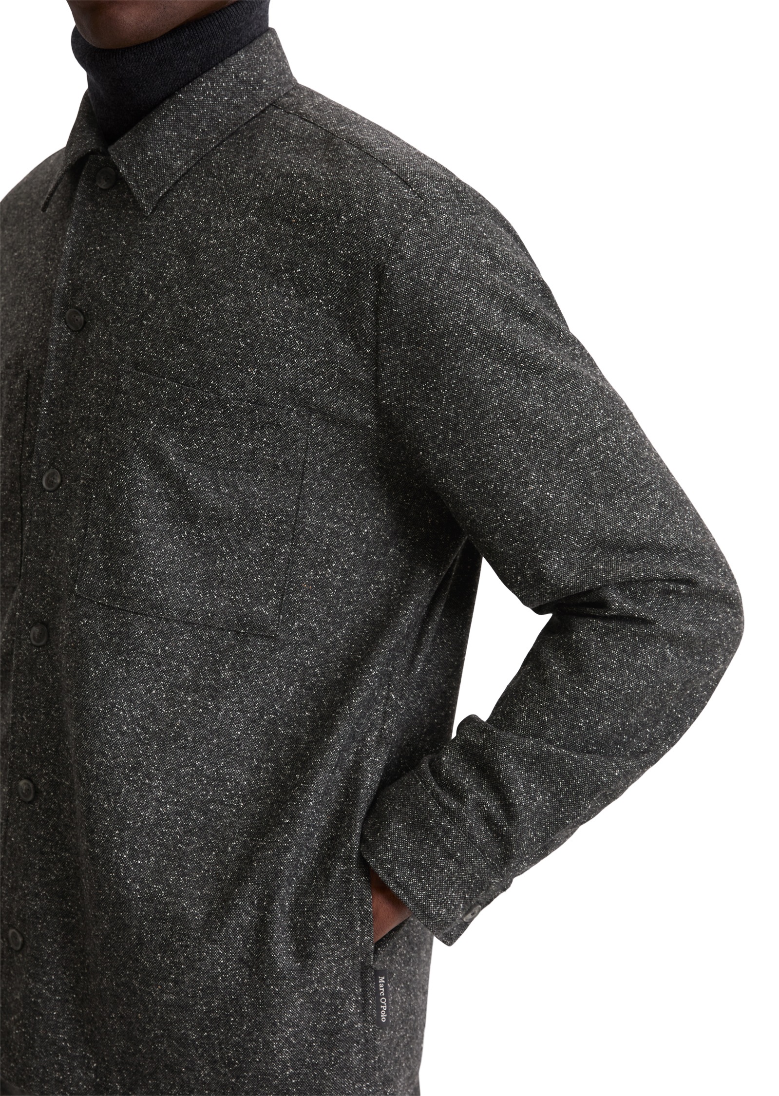 Marc O'Polo Hemdjacke, Overshirt aus Woll-Mix, lockere Form, melierte Struktur