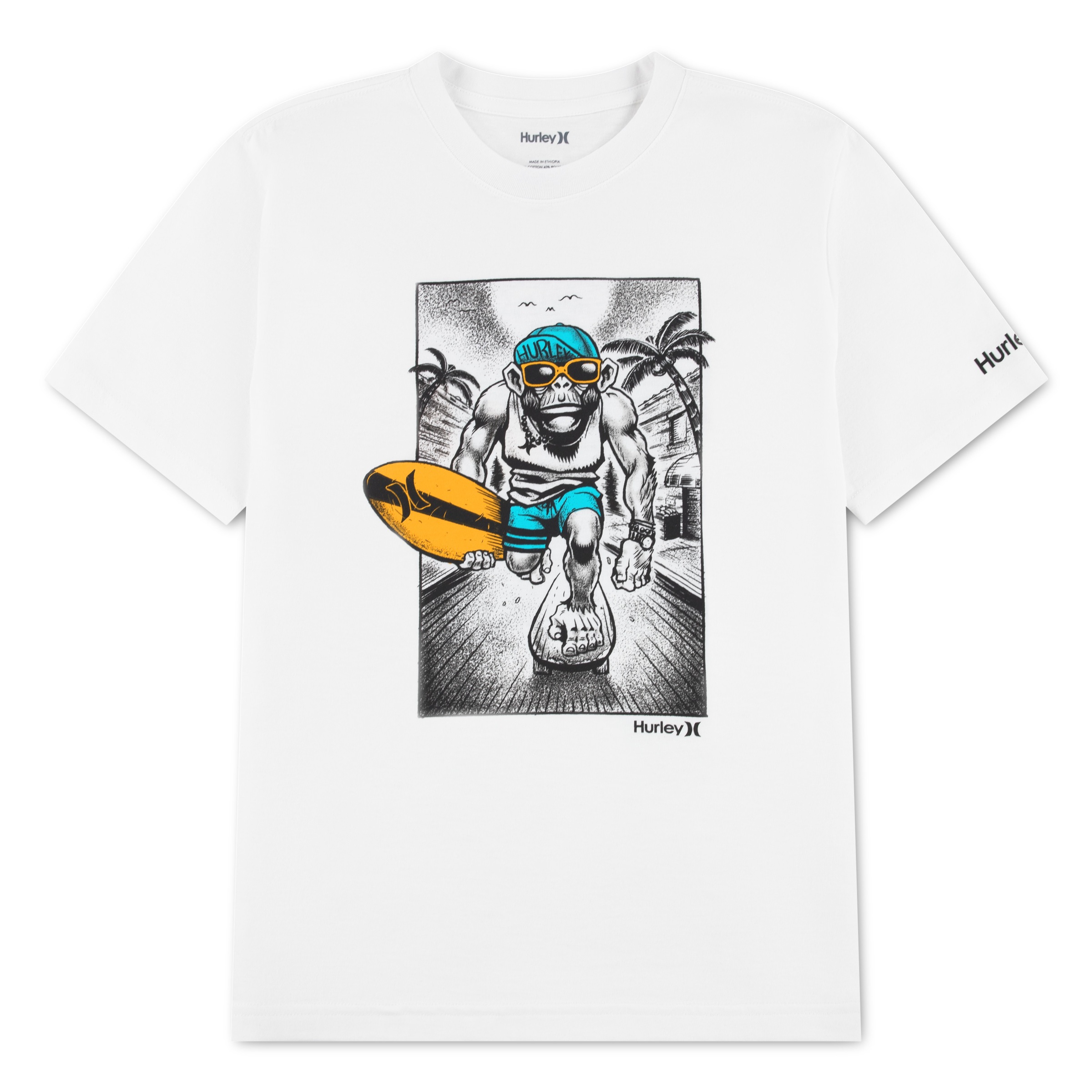 Hurley T-Shirt »HRLB BEACH MONKEY SS TEE« mit Print, aus Baumwolle und Polyester