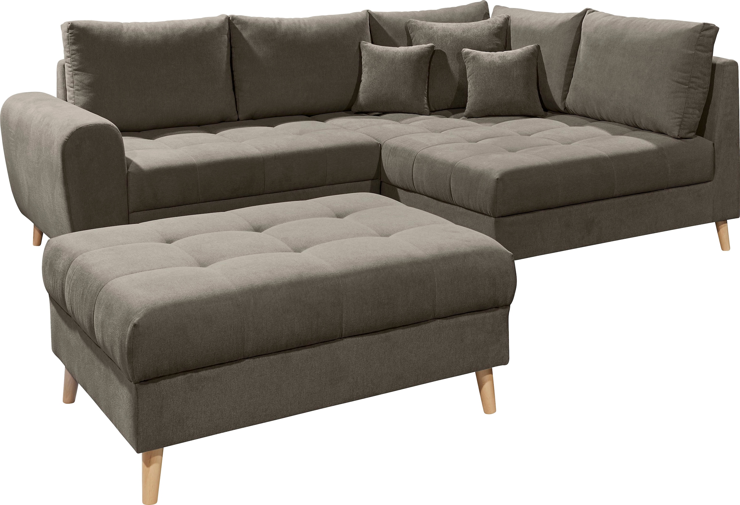 ED EXCITING DESIGN Ecksofa »Alice L-Form«, (Set), mit Hocker & 3 Zierkissen