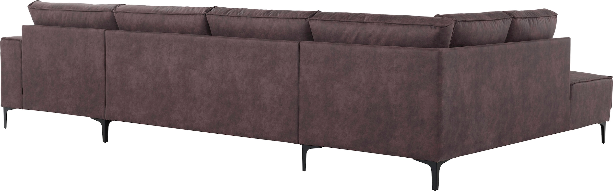 Places of Style Wohnlandschaft »XXL Sofa Oland, Struktur, Flachgewebe, Luxus-Microfaser, Boucle«, U-Form, 345 cm, Wellenunterfederung, Skandi-Design, Metallfüße