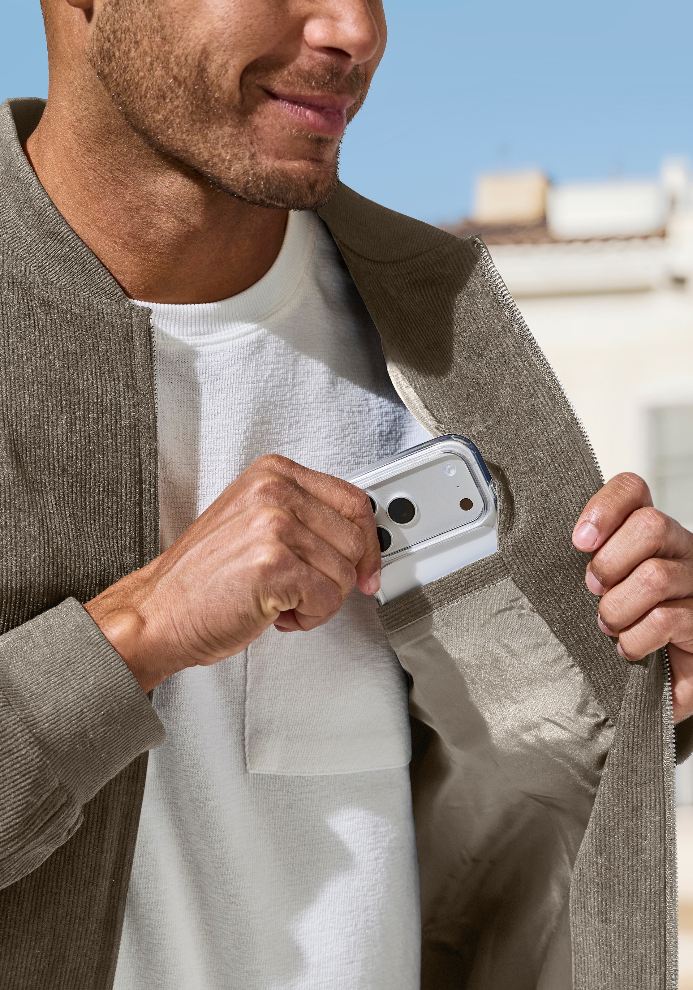 H.I.S Cordjacke »- Blouson mit Reißverschluss« , Pilotenjacke / Übergangsjacke aus Cord, regular fit