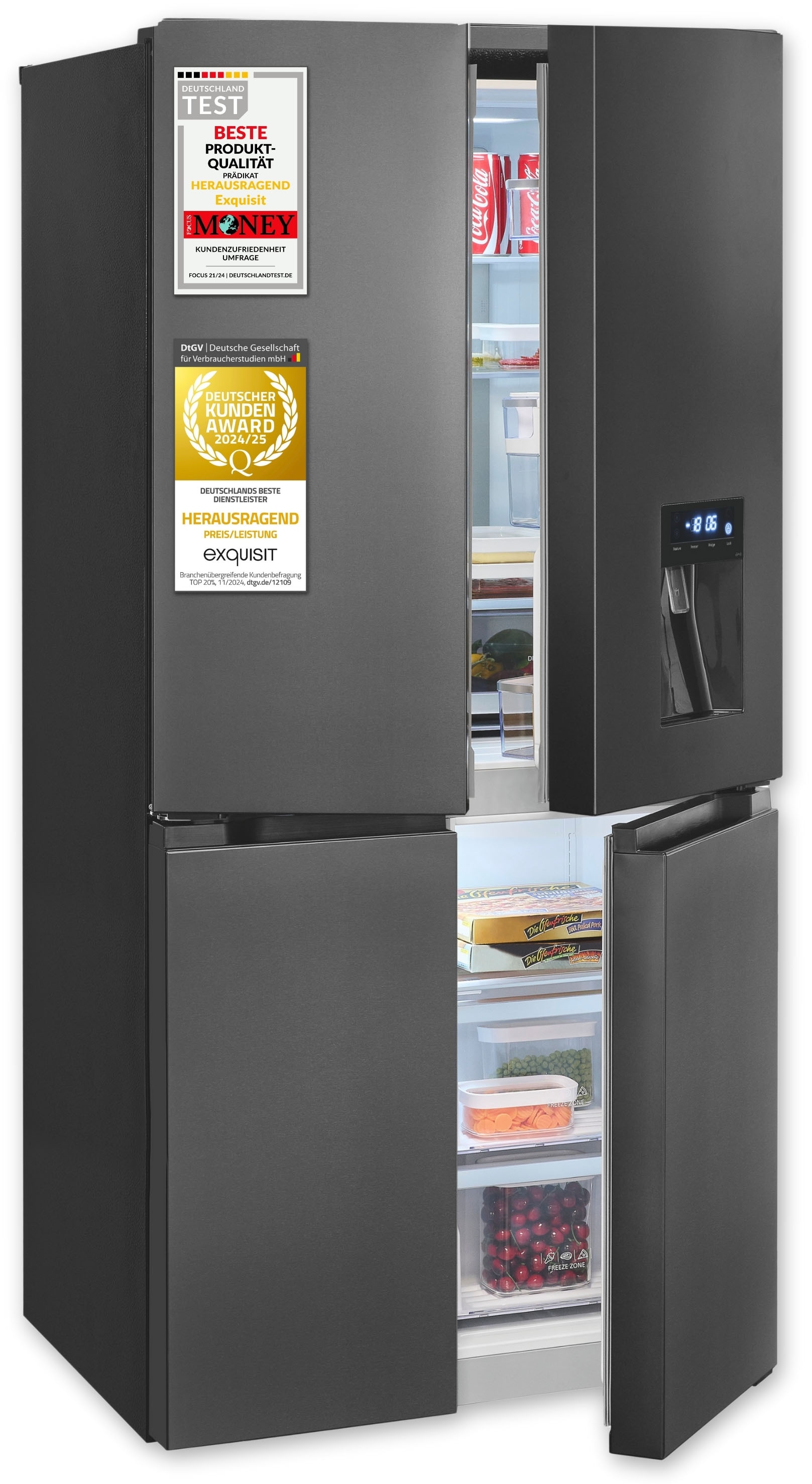 exquisit Multi Door MD430-100-WS-202E inoxlook-az »MD430-100-WS-202E inoxlook-az« 183 cm hoch 83,6 cm breit