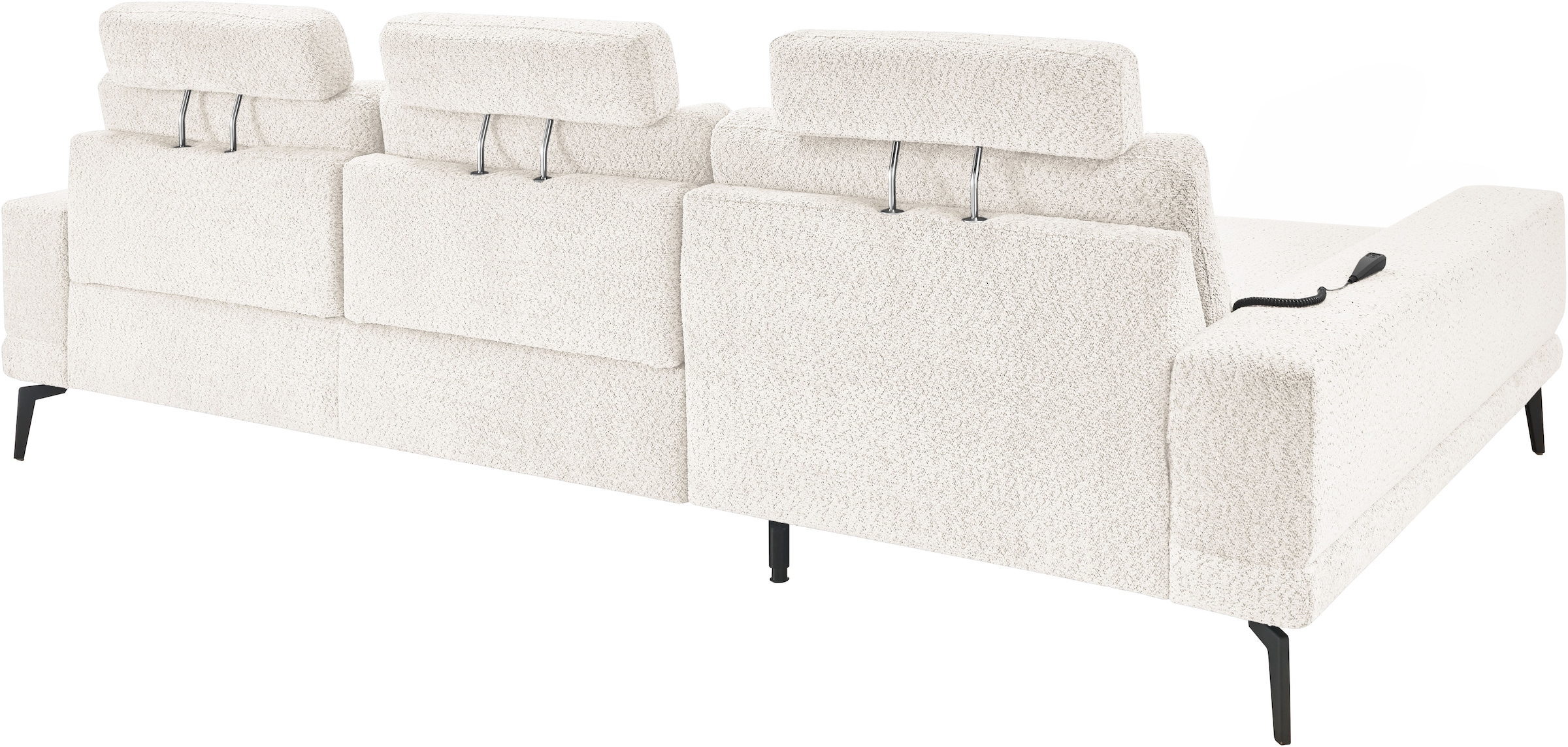 set one by Musterring Ecksofa »SO 3600, inkl motor. Sitztiefenverstellung, Kopfstützen, Nierenkissen«, Sitzhöhe 44 cm, Federkern, Breite 293 x Tiefe 180 cm, Kama natur