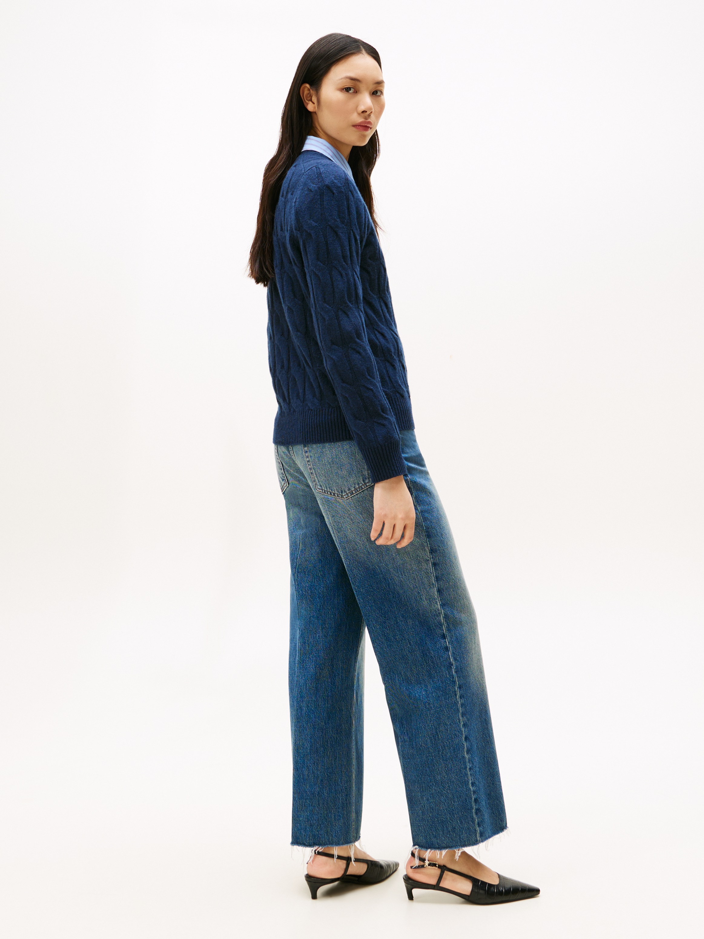 Tommy Hilfiger Strickpullover »SOFT WOOL CABLE C-NK« Wolle, mit Zopfmuster