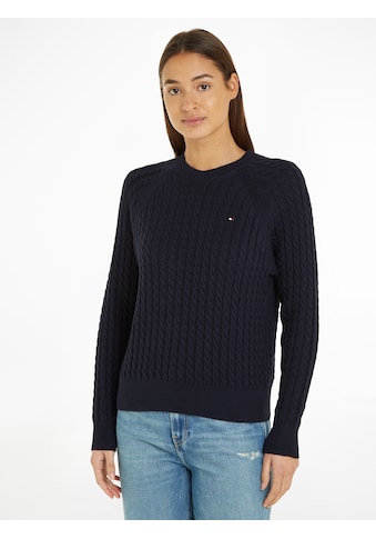 Rundhalspullover »CO CABLE C-NK SWEATER«, mit Allover Zopfmuster