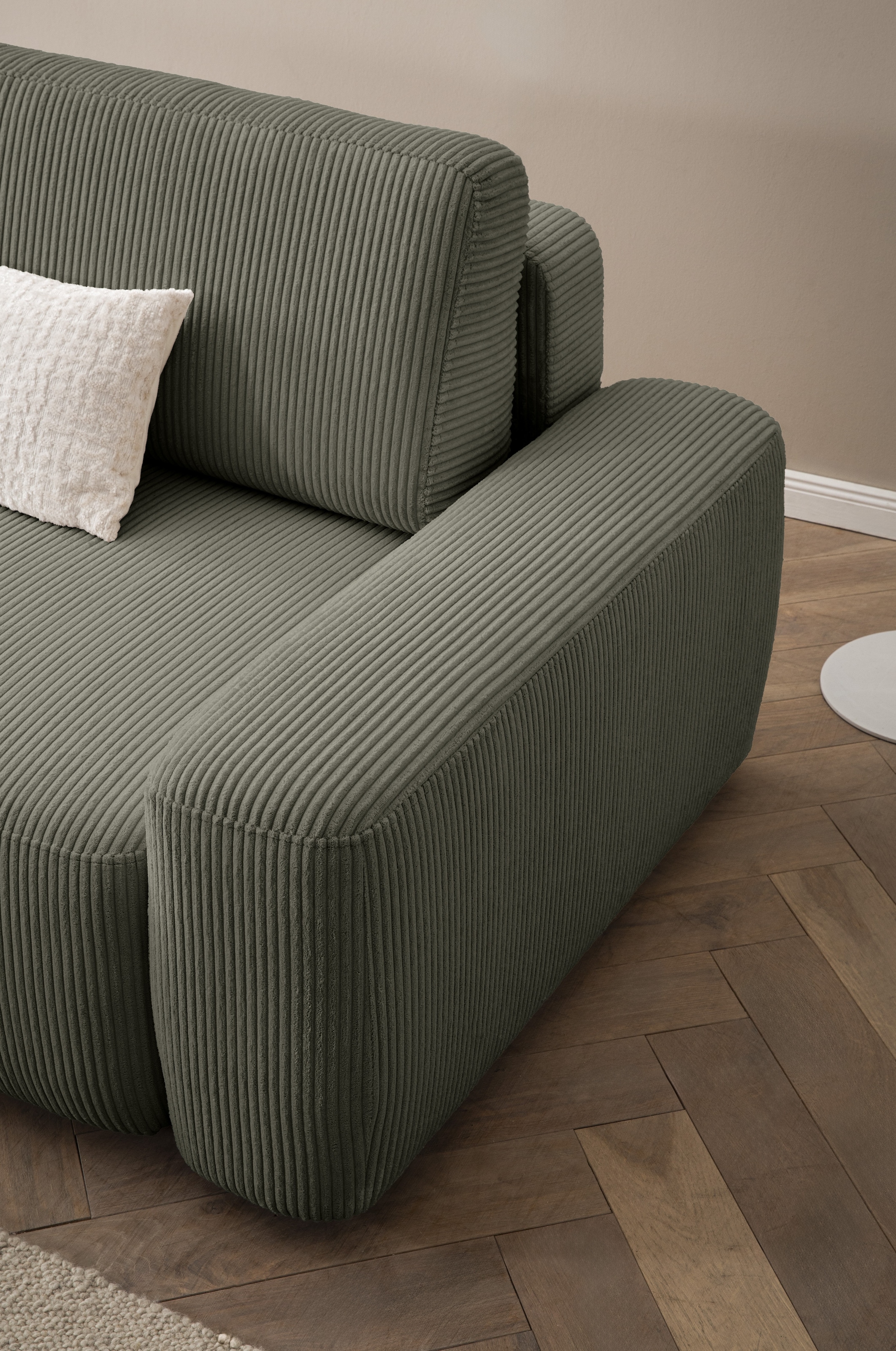 INOSIGN Ecksofa »TORGE (264cm), Schlafsofa in Cord, Samtvelours o Struktur fein, L-Form« Schlaffunktion, Bettkasten, Liegefläche: 125/210 cm