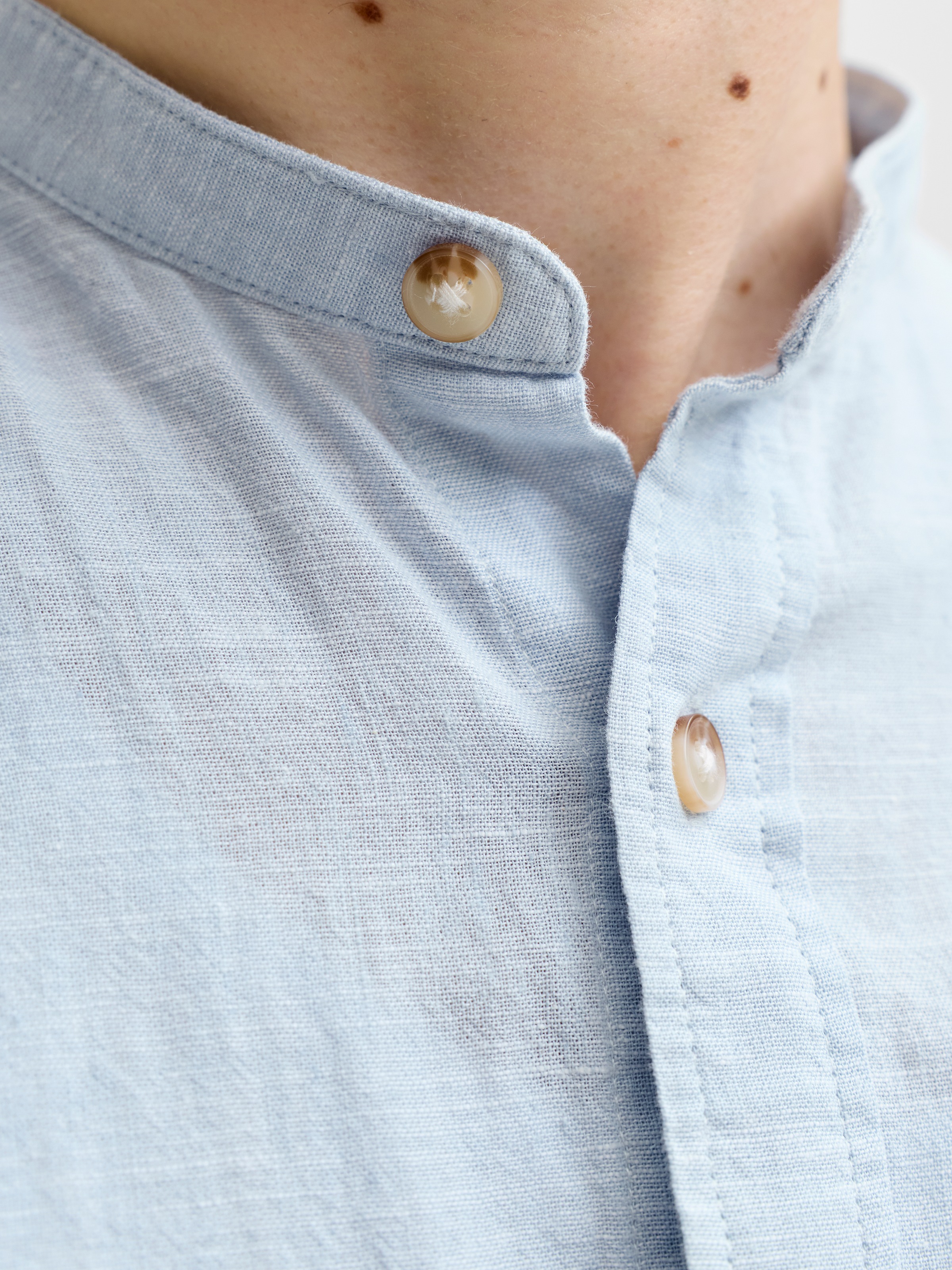 Jack & Jones Langarmhemd »JJESUMMER LINEN BLEND BAND SHIRT L/S SN« Baumwollmischung, regular fit