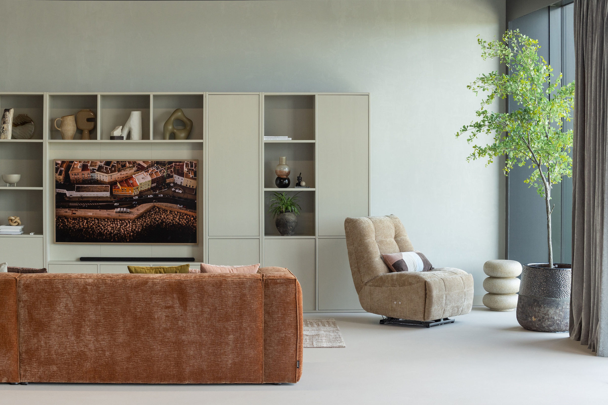 WOOOD Wohnwand »Meggy FSC®-Kiefernholz mit Druckmechanismus B 160 x D 40 x H 215 cm«