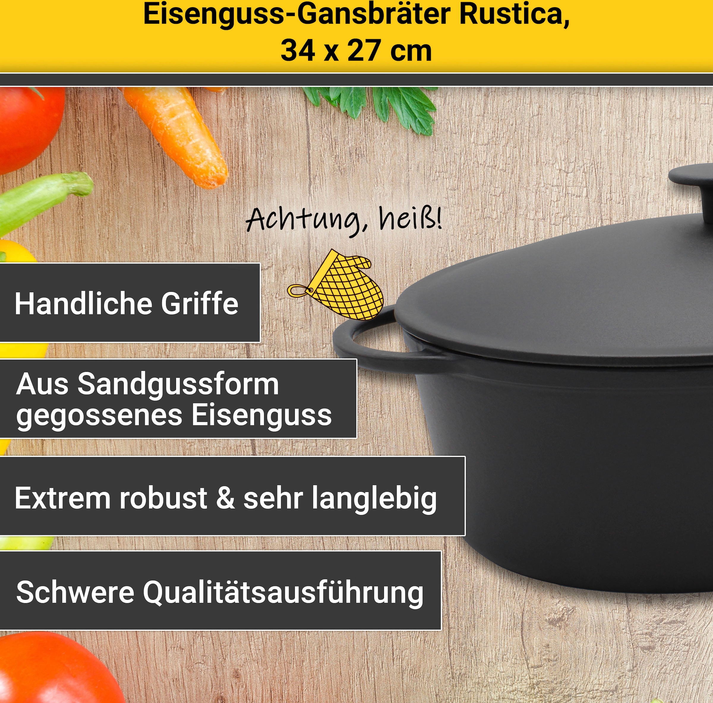 Krüger Bräter im bestellen Online Shop »Rustica«, 7,5 Eisenguss-Emaille, OTTO Liter, Induktion