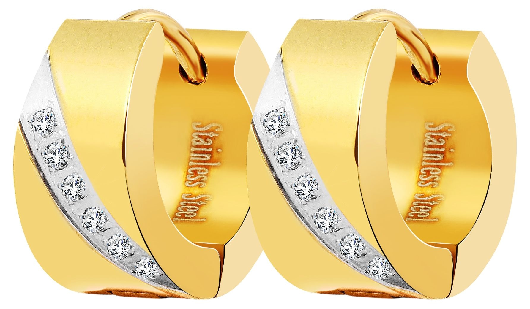 Adelia´s Paar Creolen »Damen Ohrringe ¿ Klappcreole aus Edelstahl mit Strass Steinchen«