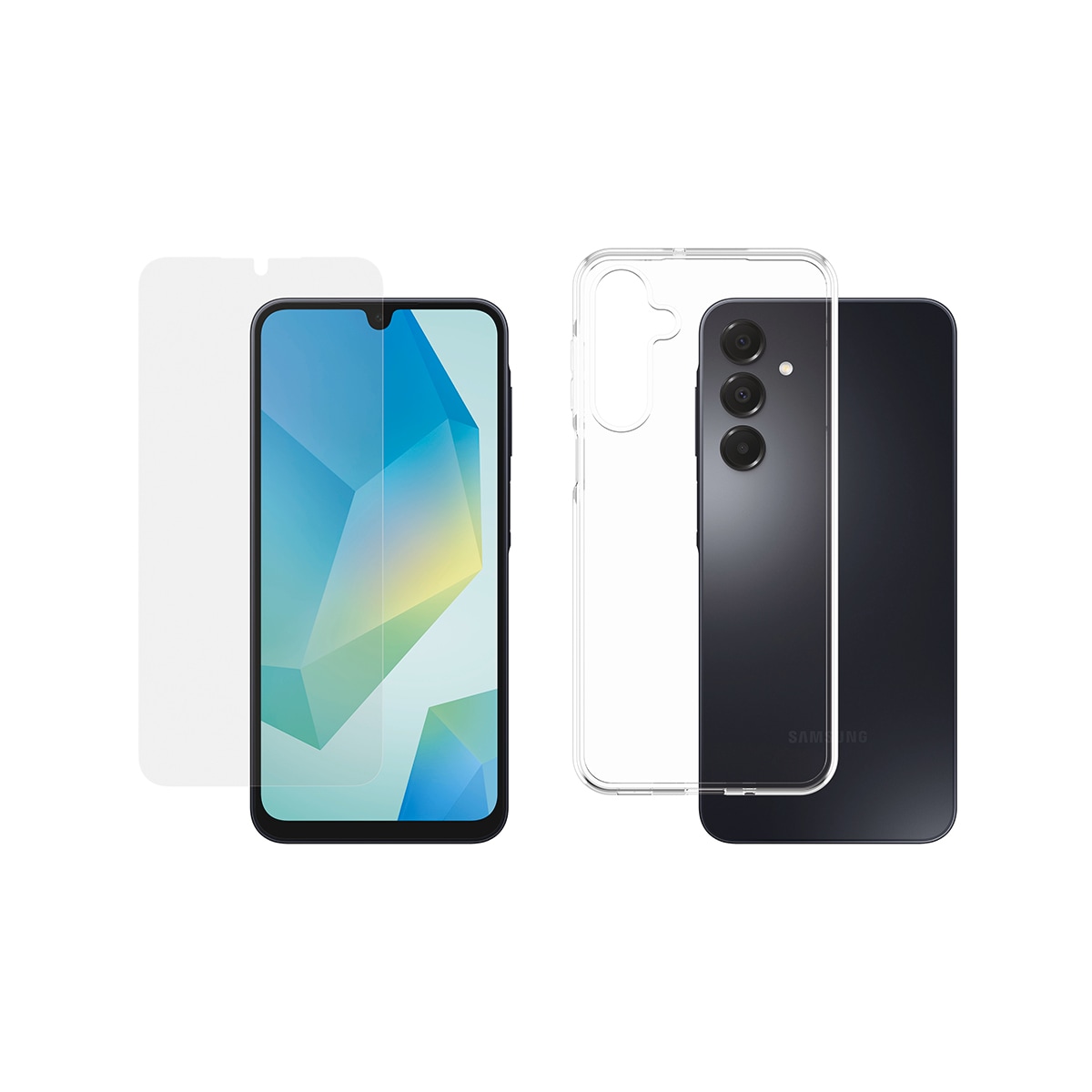 CARE by PanzerGlass USB-Ladegerät »StartKit - alles drin - Screen Protector, Case & Charger« Set, 20W Ladegerät, Displayschutzglas, TPU-Schutzhülle, 3 Stk. tlg. 3-in-1 Bundle für Samsung Galaxy A16