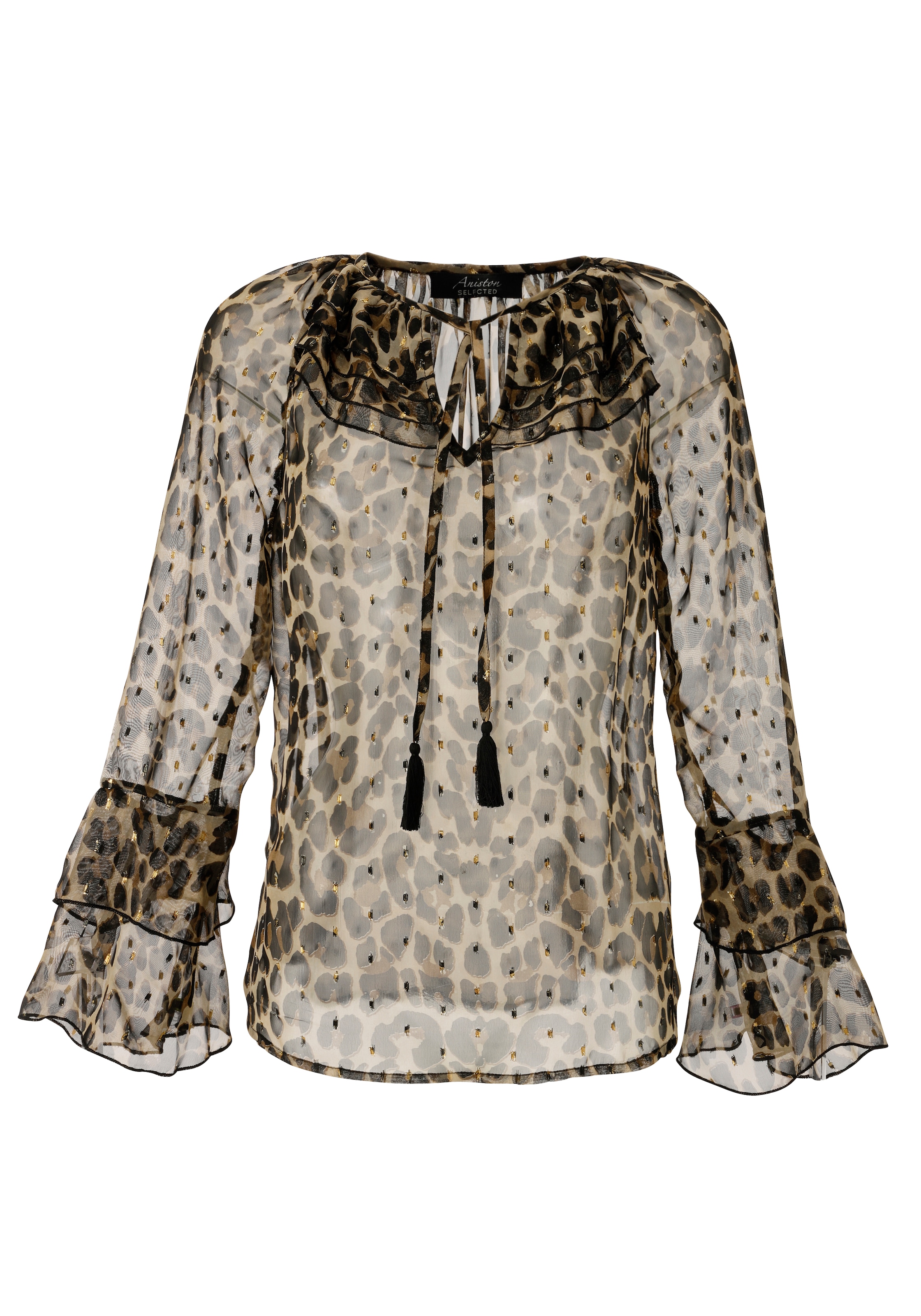 Aniston SELECTED Chiffonbluse, im modischen Animal-Print mit Glanzgarn - NEUE KOLLEKTION