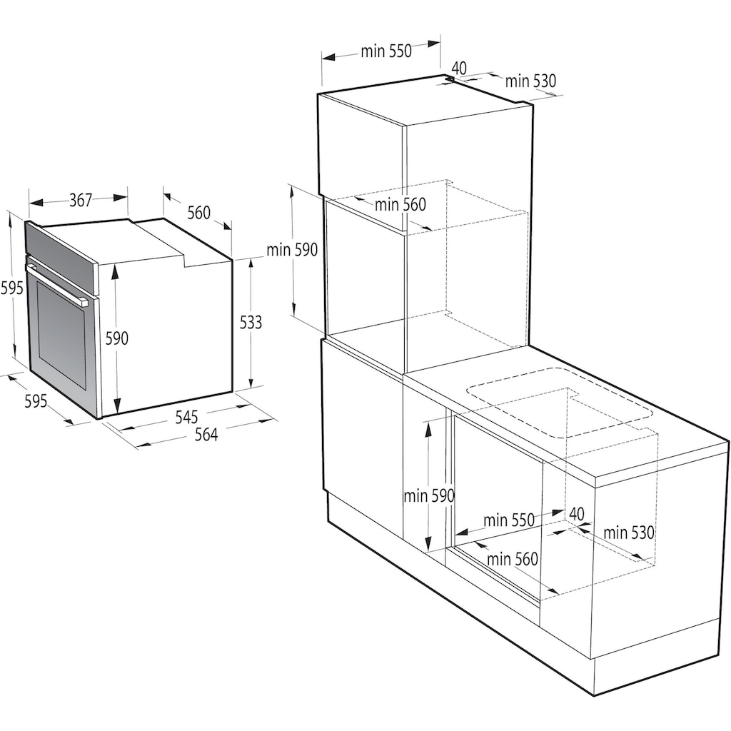 GORENJE Pyrolyse Backofen »BPS6737E14X, BPS6737E14BG«, BPS6737E14X, mit 1-fach-Teleskopauszug, Pyrolyse-Selbstreinigung