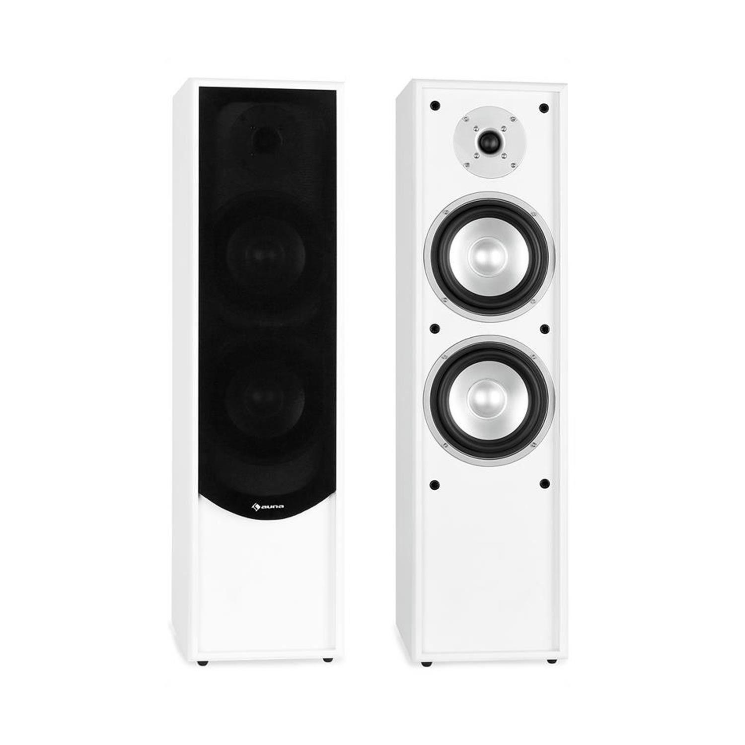Auna Standlautsprecher Paar 80W RMS Passiv Weiß-Schwarz