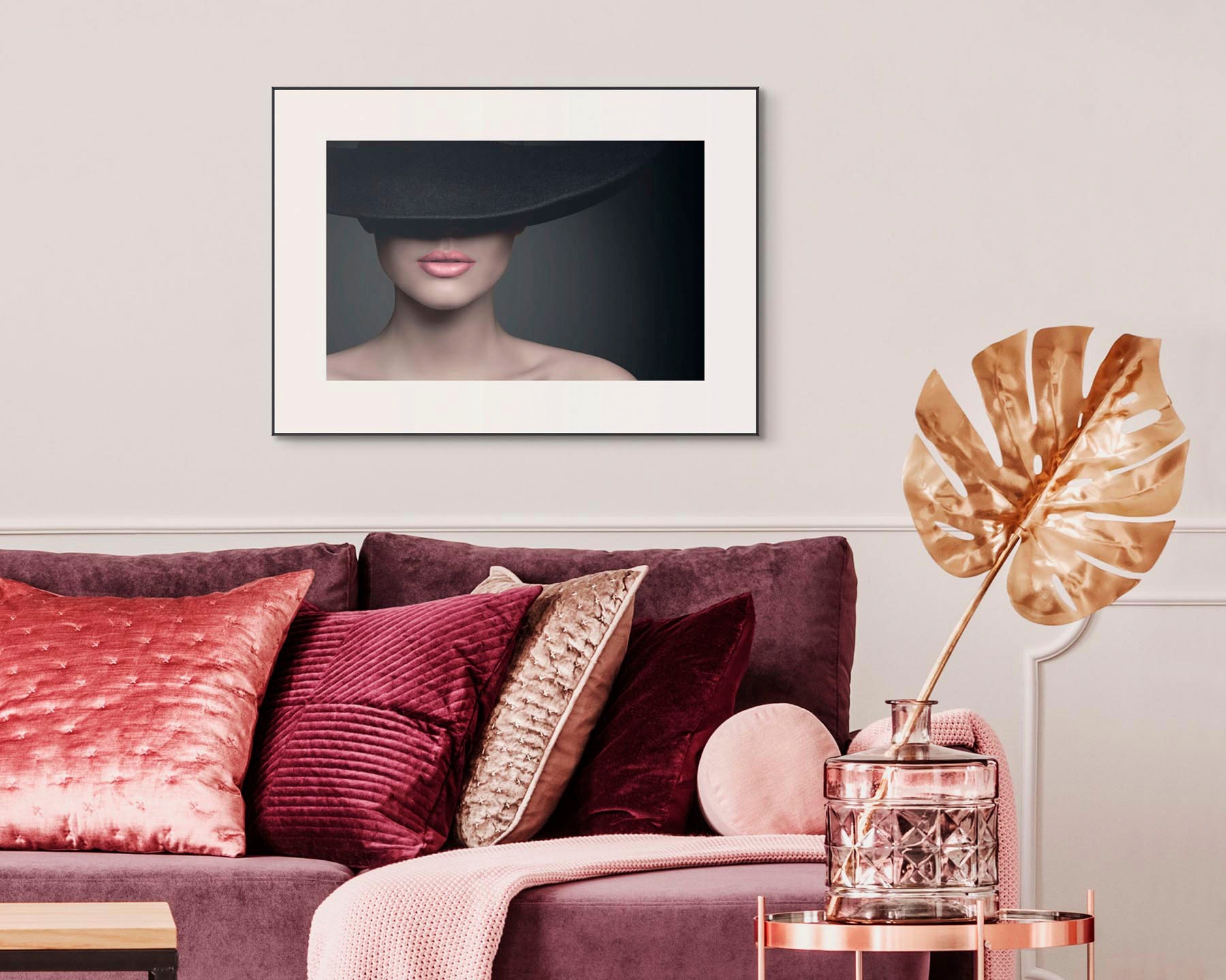 Reinders! Wandbild »Slim Frame Black 50x70 Feminine Hat«