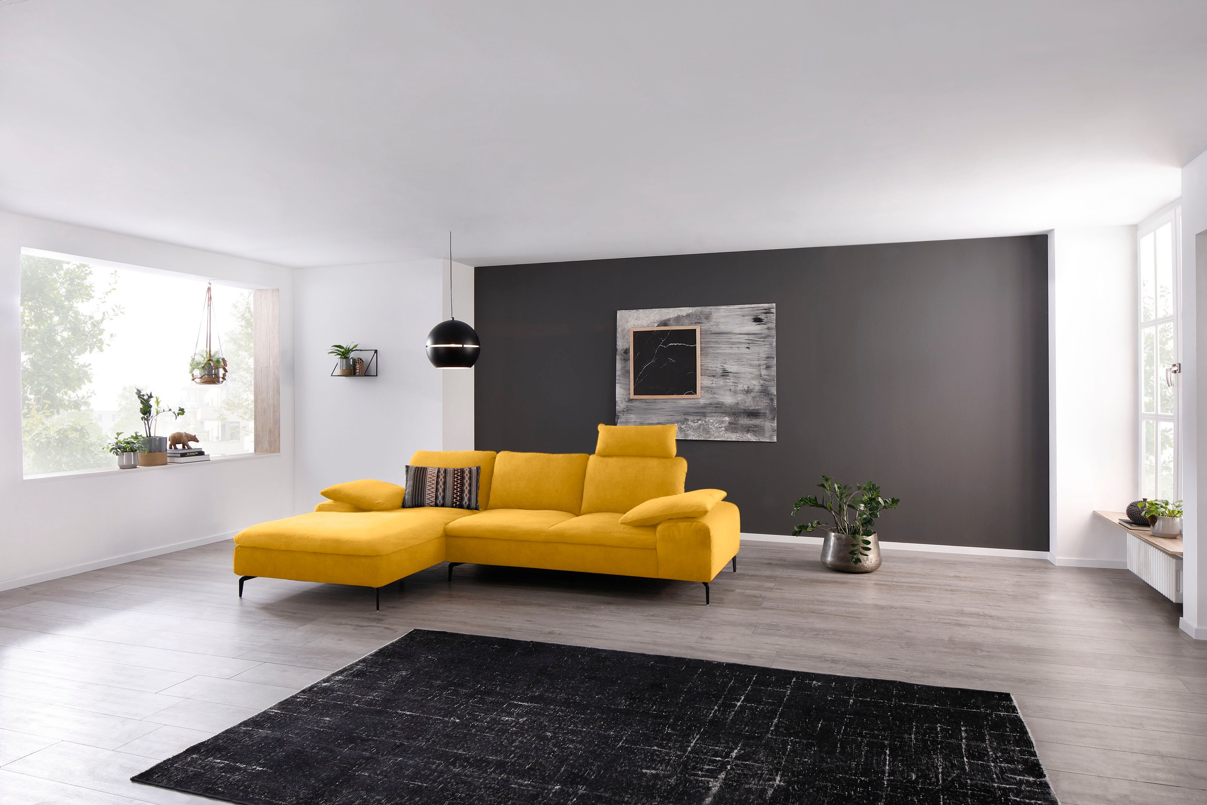 W.SCHILLIG Ecksofa »valentinoo, Designsofa, bequem, elegant und zeitlos, L-Form«, (Set), inklusive Hocker, mit Sitztiefenverstellung, Breite 299 cm