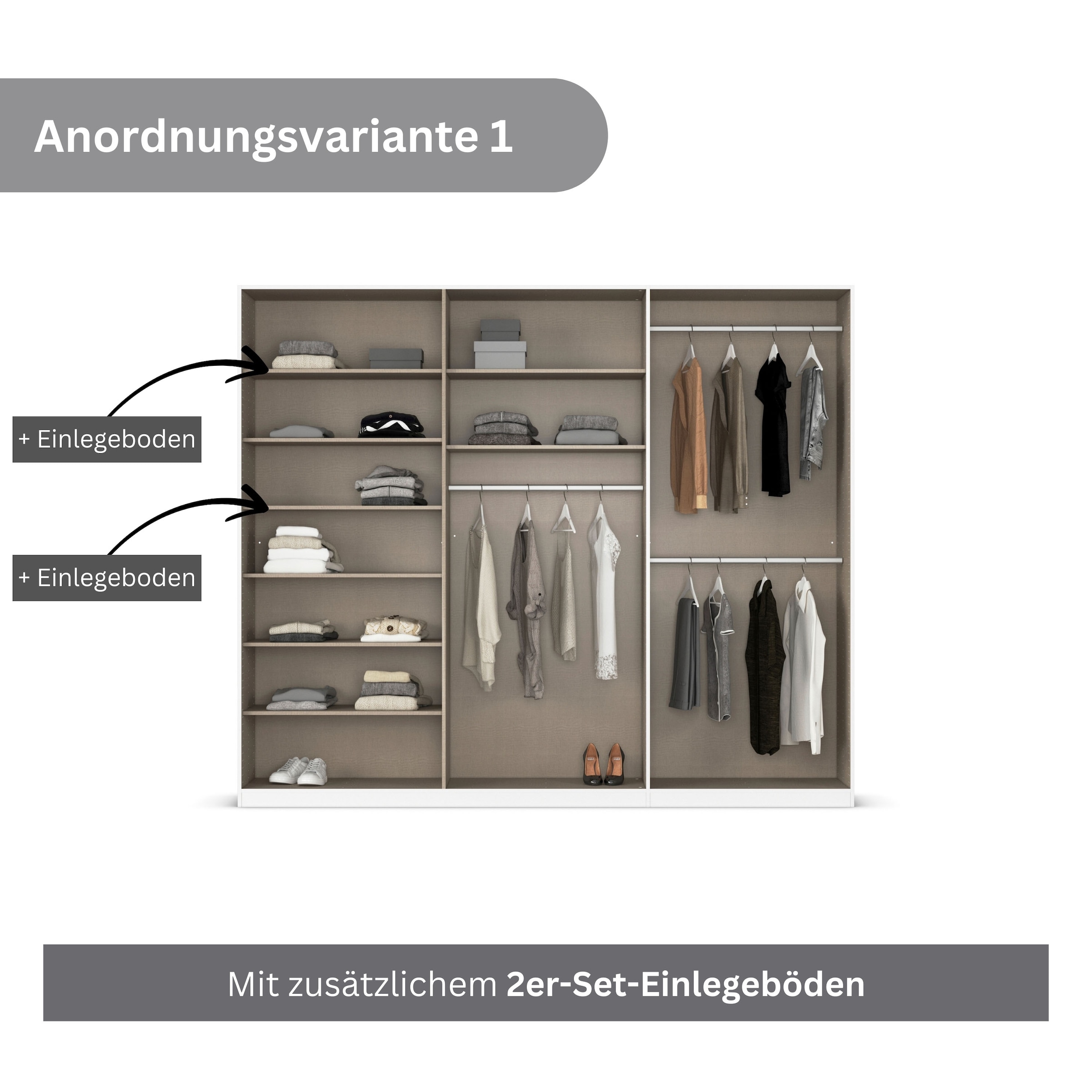 rauch Drehtürenschrank »Kleiderschrank Kleiderschränke Schrank Garderobe AGORDO mit Glasfront«, (in zwei Griff-Farben, Breiten 91-360 cm), durchdachte Innenausstattung, in 7 Breiten und 2 Höhen MADE IN GERMANY