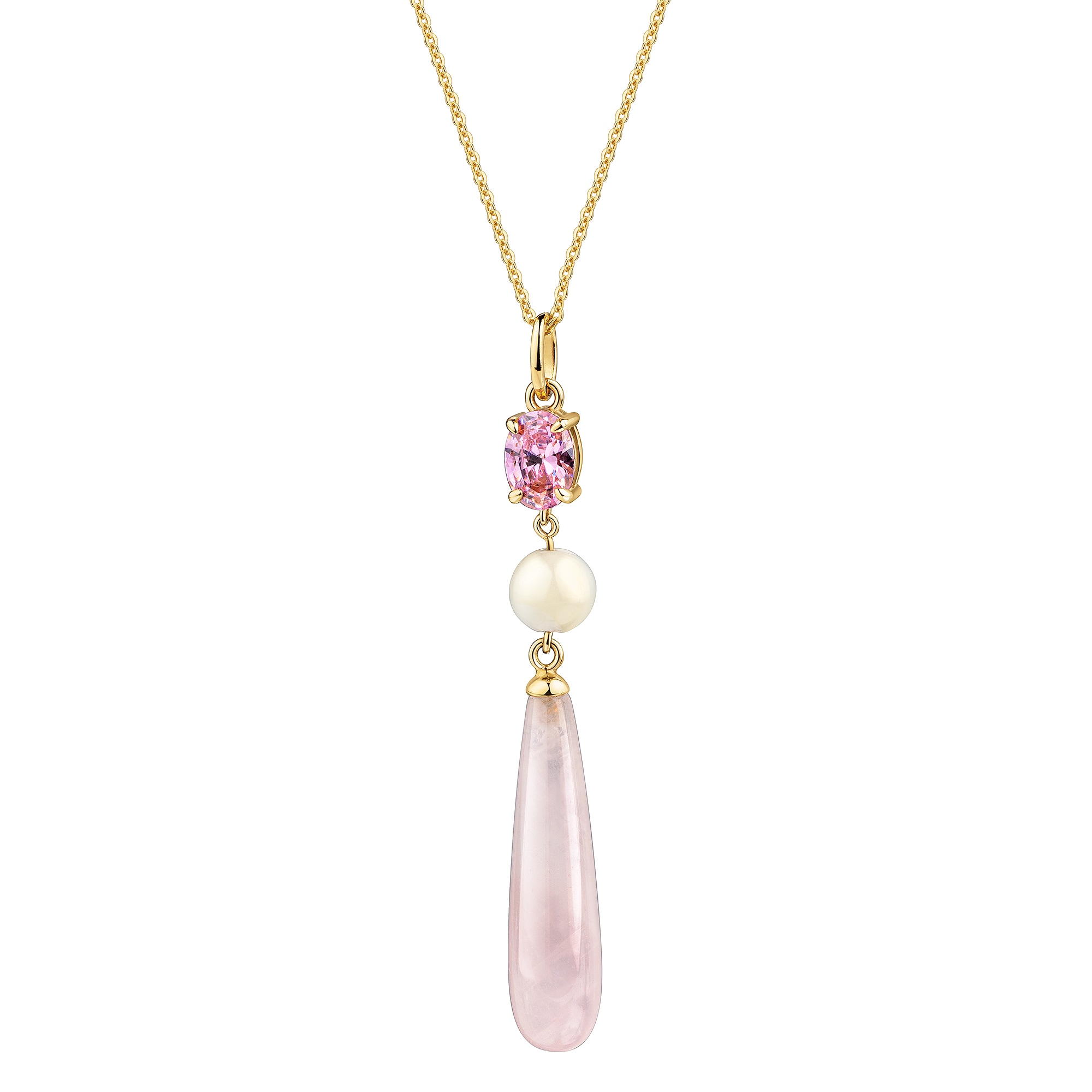 Firetti Kette mit Anhänger »Schmuck Geschenk Silber 925 Halsschmuck Halskette Tropfen« mit Mondstein, Rosenquarz, Zirkonia (synth.)