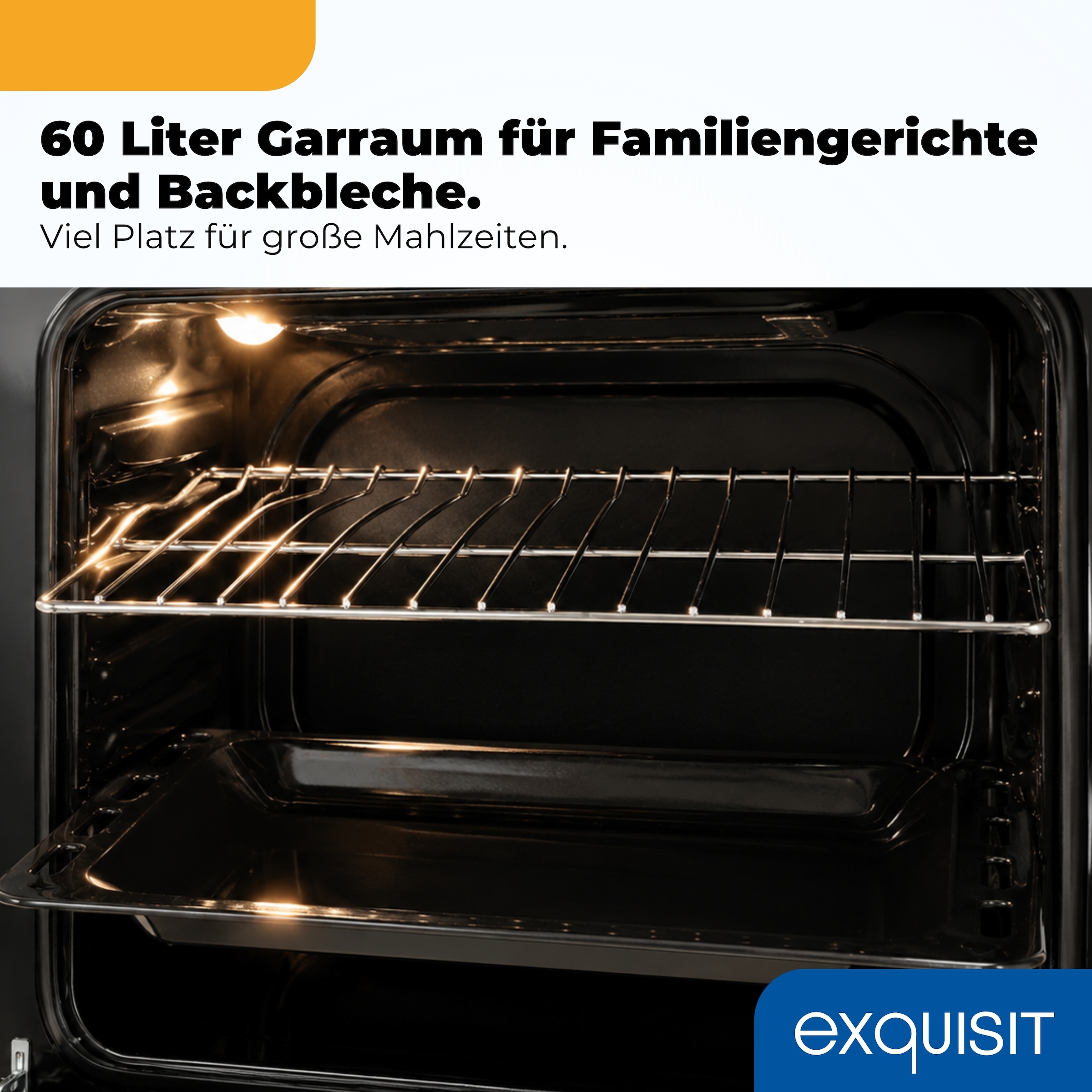exquisit Backofen-Set »EHE 146-120 (BO)« Backofen | Glaskeramikkochfeld, 2 Stk. tlg. Ober&Unterhitze mit 4-Zonen-Glaskeramikkochfeld – einfach & sicher!