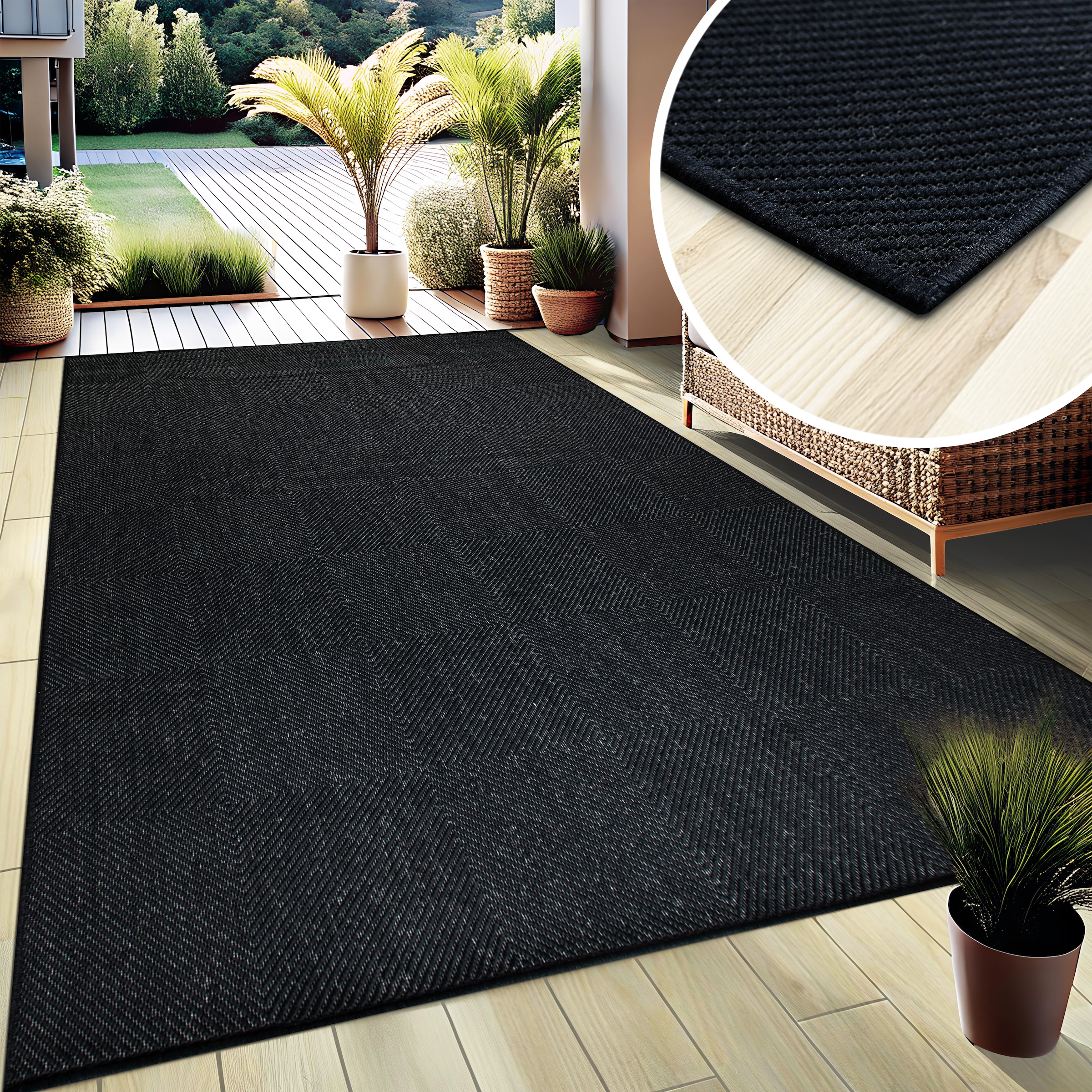 OTTO home Teppich »Anna, auch als Läufer erhältlich« rechteckig 3 mm Höhe In- und Outdoor geeignet, Sisal-Optik, Wetterfest & UV-beständig