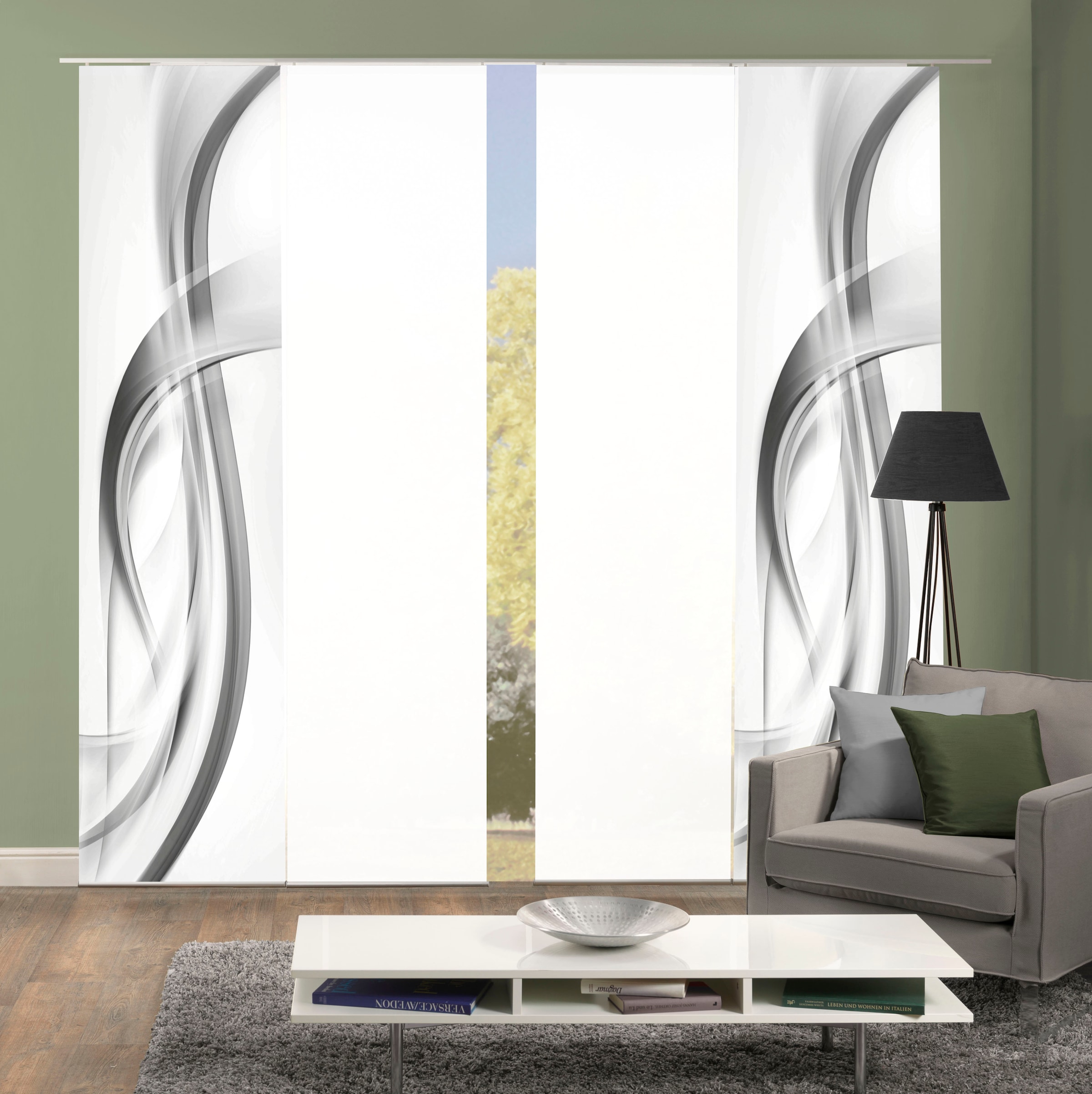 HOME WOHNIDEEN Schiebegardine »FALA«, (4 St.), Schiebevorhang Digi 4er Set FALA BEERE