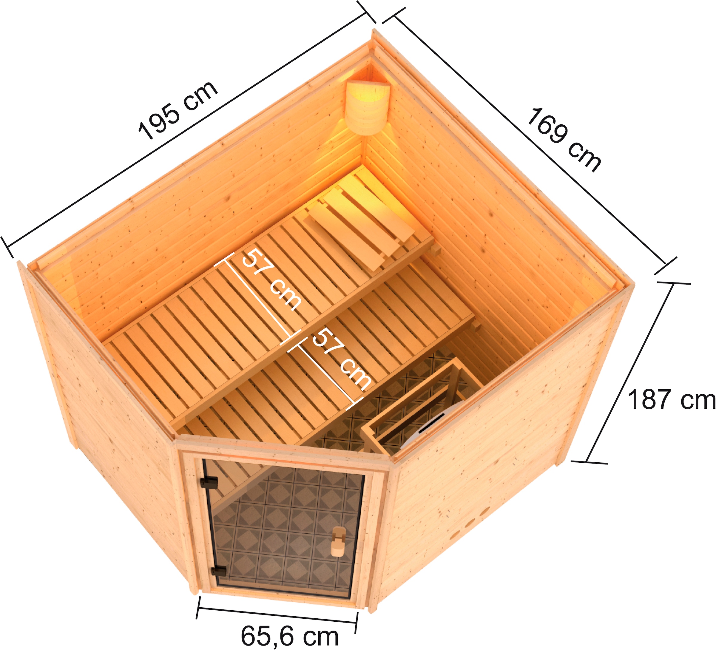 welltime Sauna »Trixi«, besonders stabile nordische Fichte, für bis zu 3 Personen