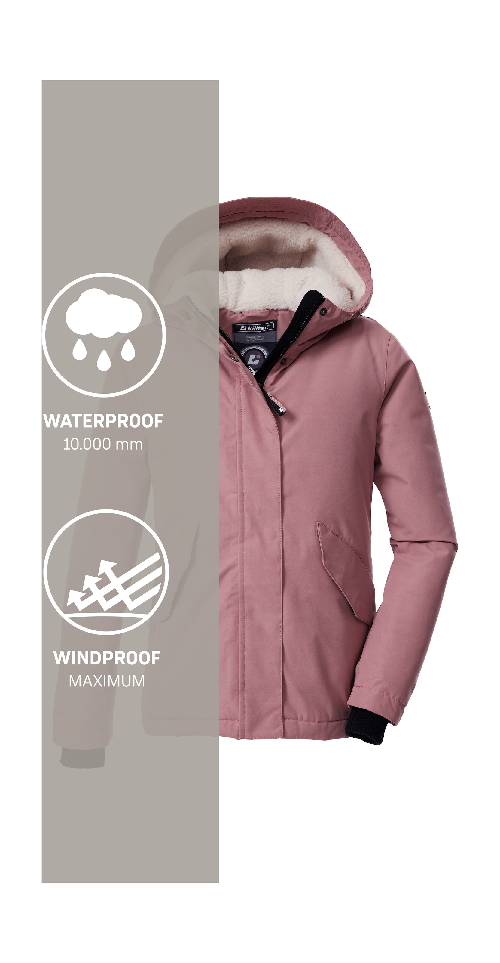 Killtec Funktionsjacke »KOW 235 GRLS JCKT«, Wind- und wasserdichte Kids-Jacke mit Teddyfell, PFAs-frei imprägniert
