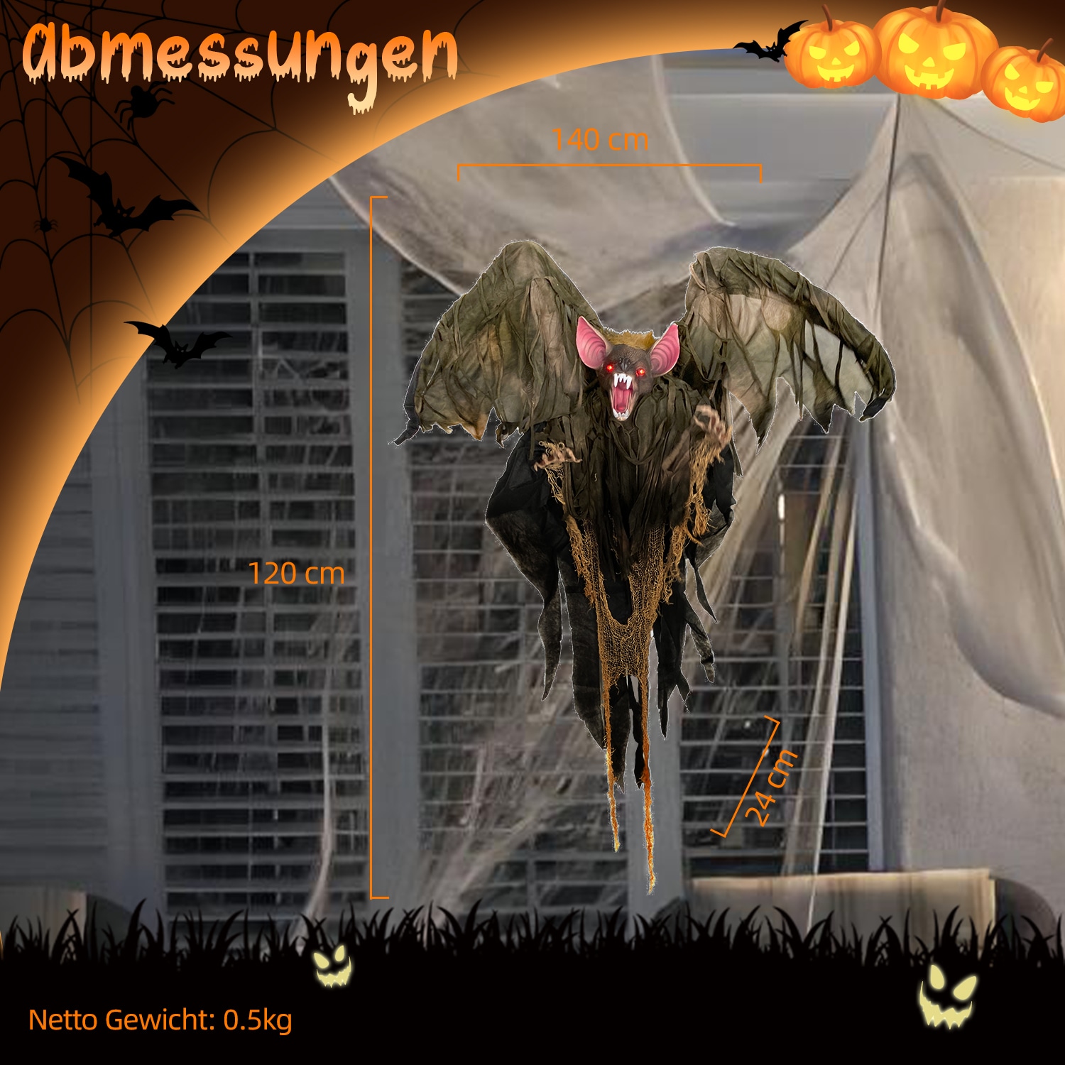 SHX Tierfigur »Animierte Fledermaus, hängend«, Bewegung, leuchtende Augen, Soundeffekt
