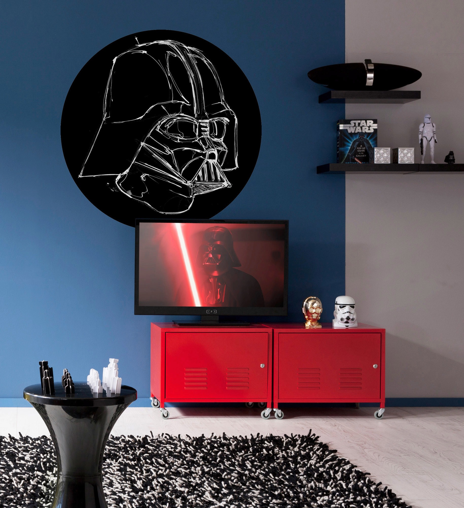 Komar Fototapete »Vlies selbstklebend - Star Wars Ink Vader - Größe 125 x 125 cm«, bedruckt, Kinderzimmer