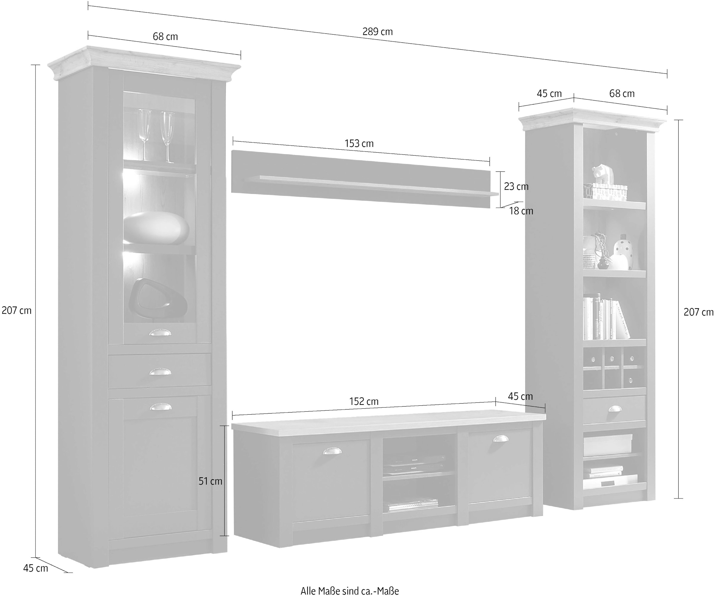 Home affaire Wohnwand »Cambridge«, (Set, 4 St.), ohne Beleuchtung