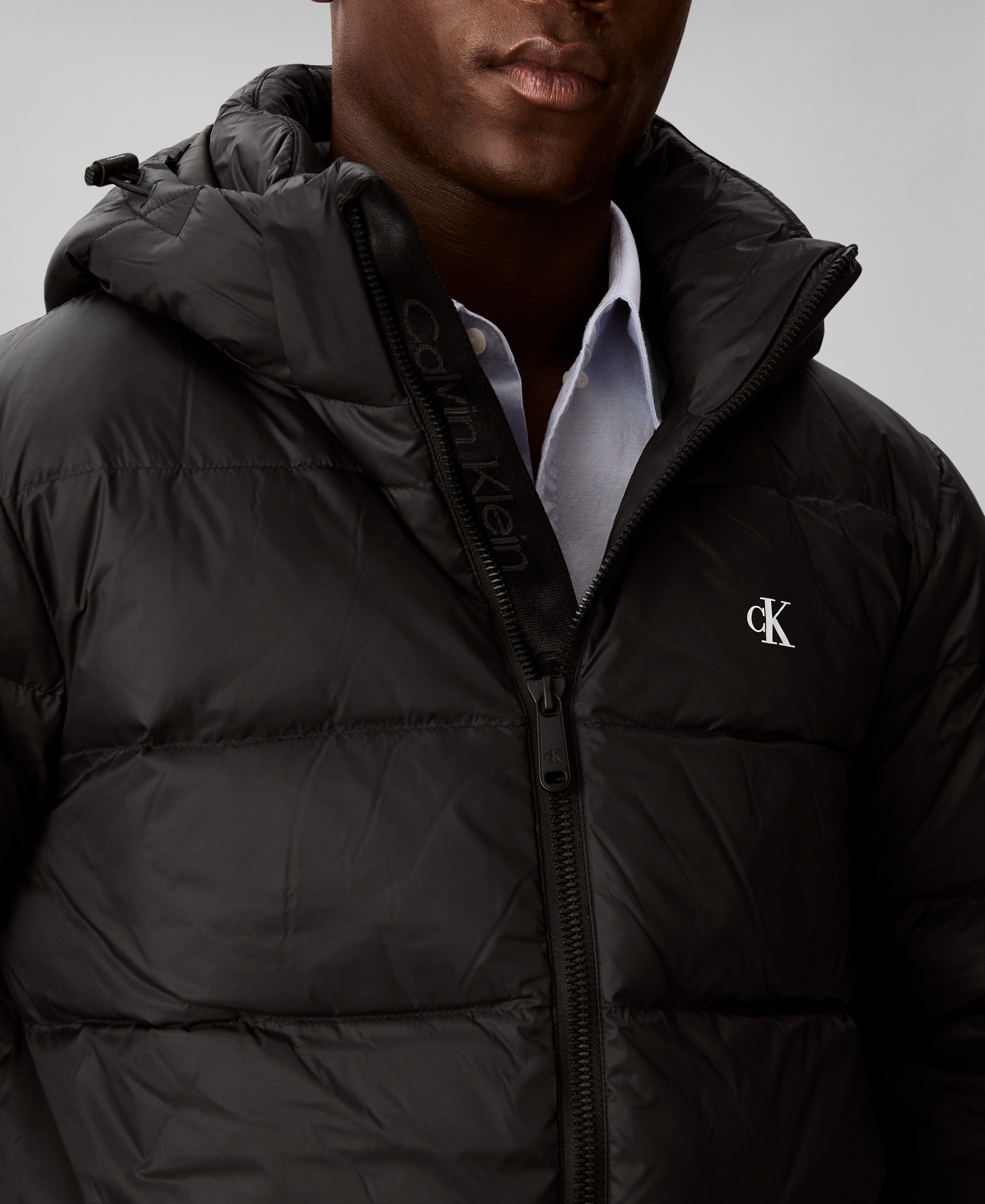 Calvin Klein Jeans Steppjacke »LS NYLN ZP OFF HD DW« mit Kapuze Kapuze, Regular Fit, warm wattiert