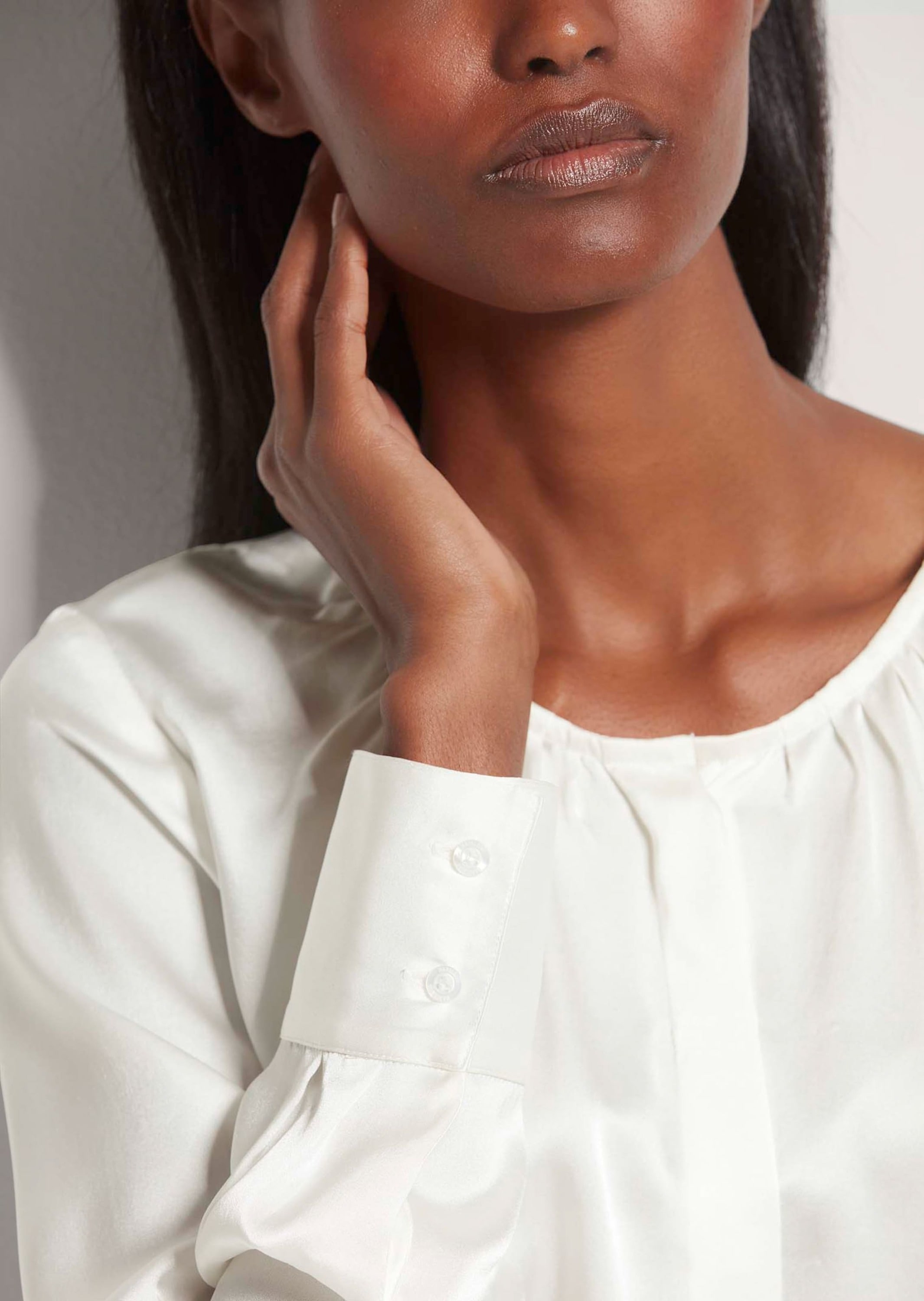 MADELEINE Langarmbluse »Bluse Elegante Seidenbluse mit verdeckter Knopfleiste«