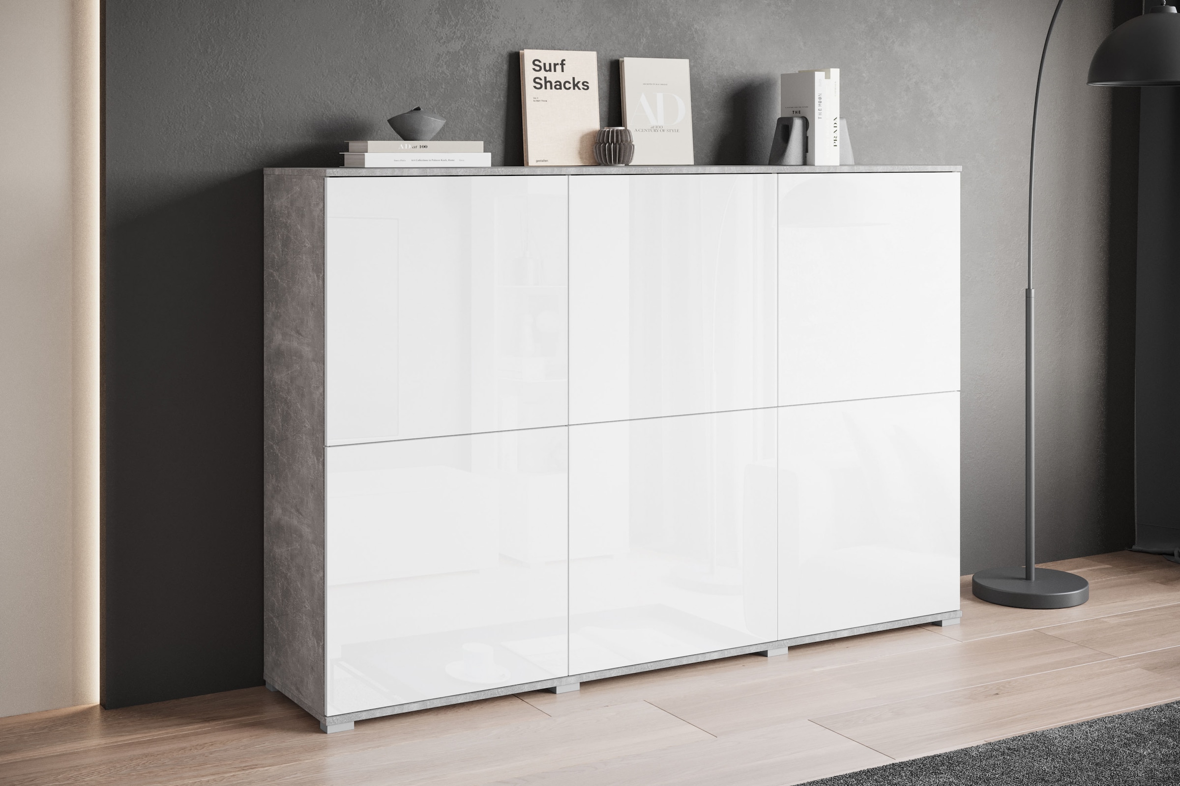 INOSIGN Highboard »Kenia, moderne grifflose Hochkommode mit 6 Türen, Breite 180 cm«, (1 St.), Push-to-Open-Fronten, höhenverstellbaren Einlegeböden
