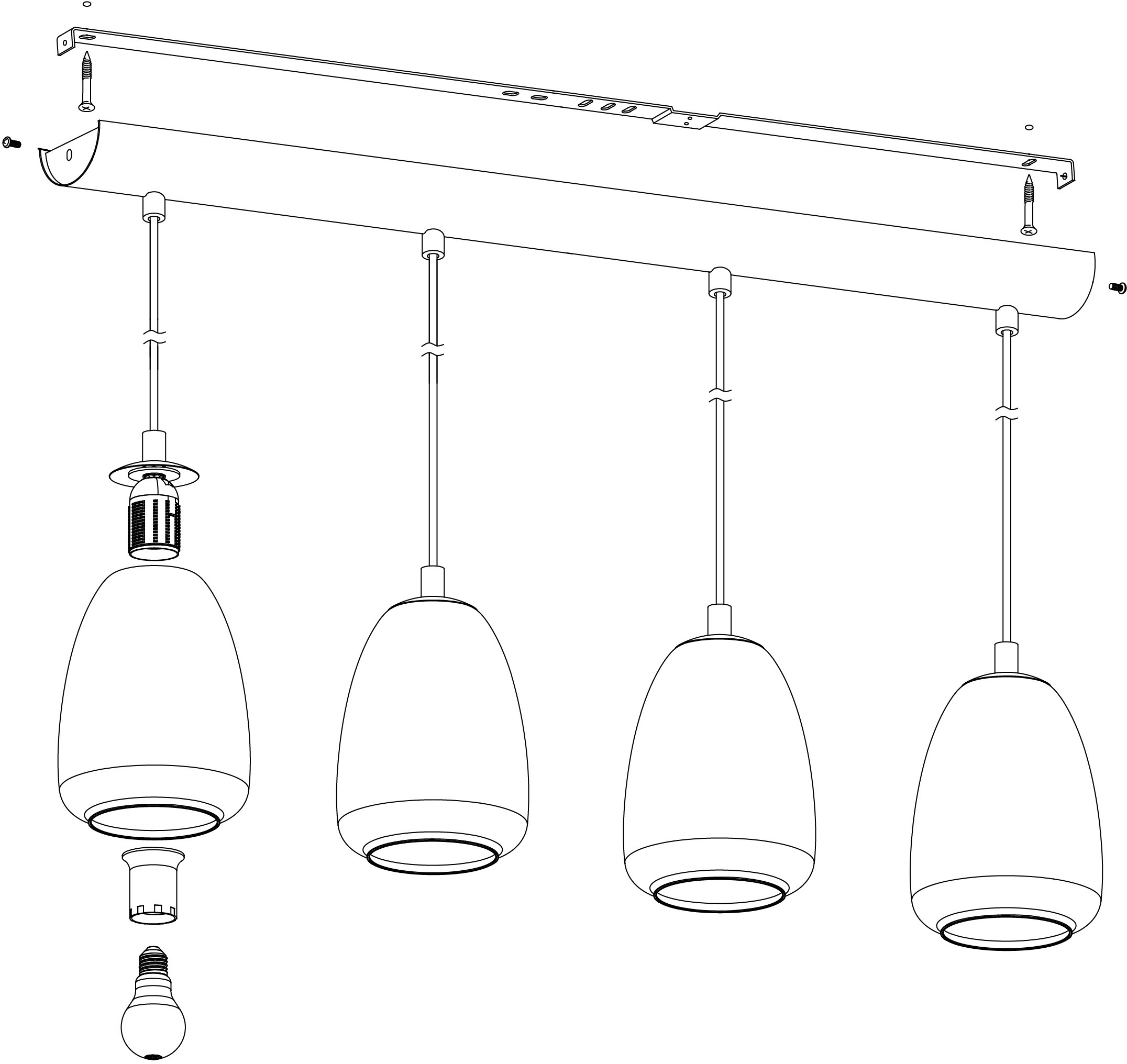 EGLO Hängeleuchte »ALOBRASE«, 4 flammig, Leuchtmittel E27 | Leuchtmittel wechselbar-ohne Leuchtmittel, chrom / L108 x H110 x B15cm / Pendelleucht / Esstisch / Wohnzimmer