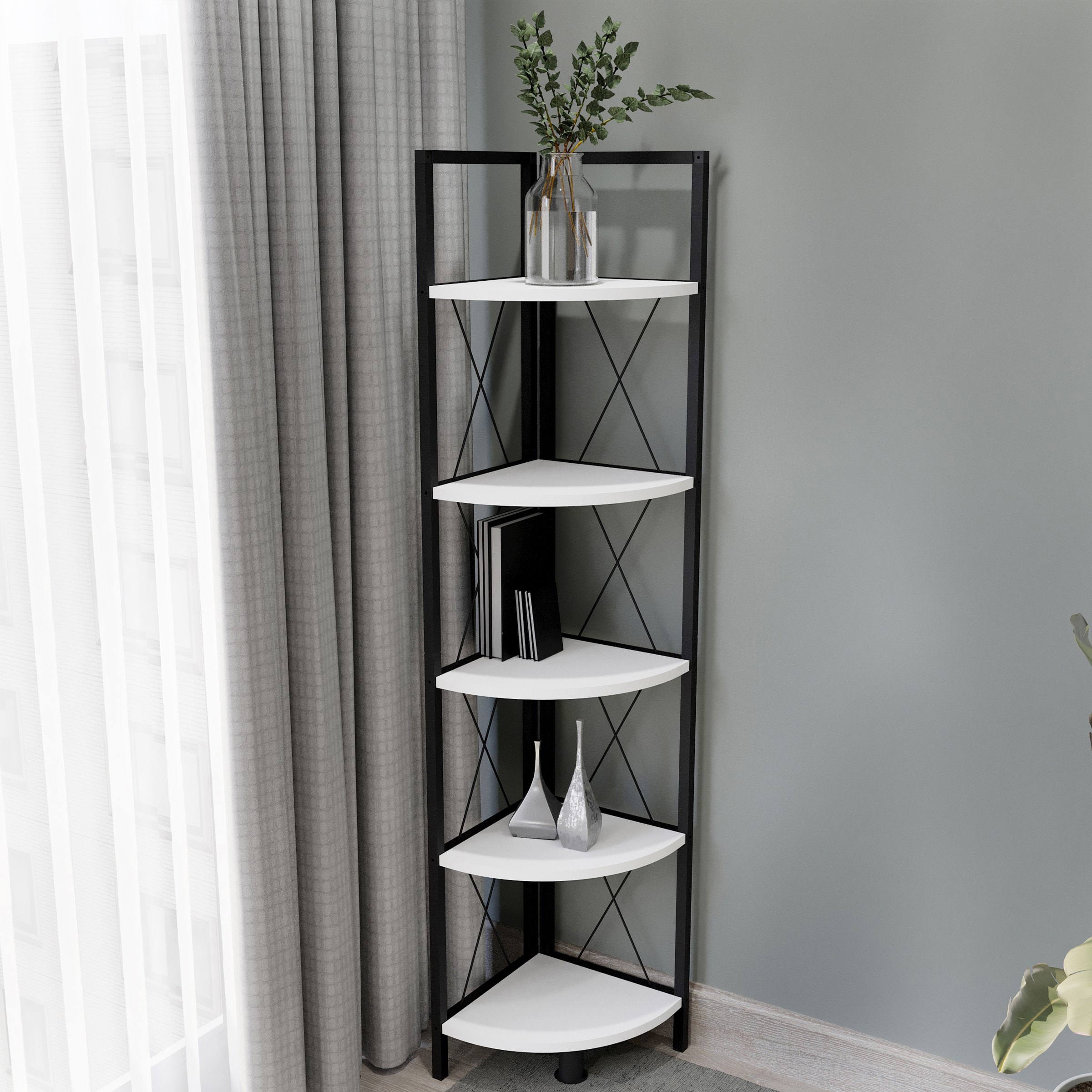 VCM Standregal »Holz Metall Eckregal Bücher Regal Insasi 5fach«