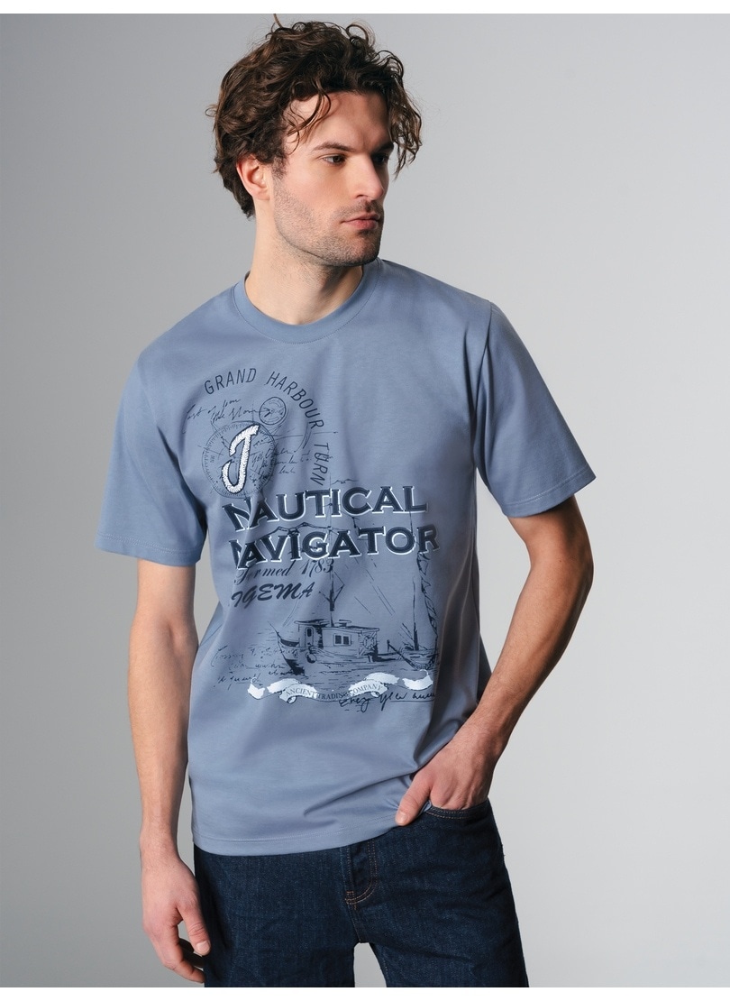 Trigema T-Shirt »TRIGEMA T-Shirt mit großem Printmotiv "Nautical Navigator"«, (1 tlg.)