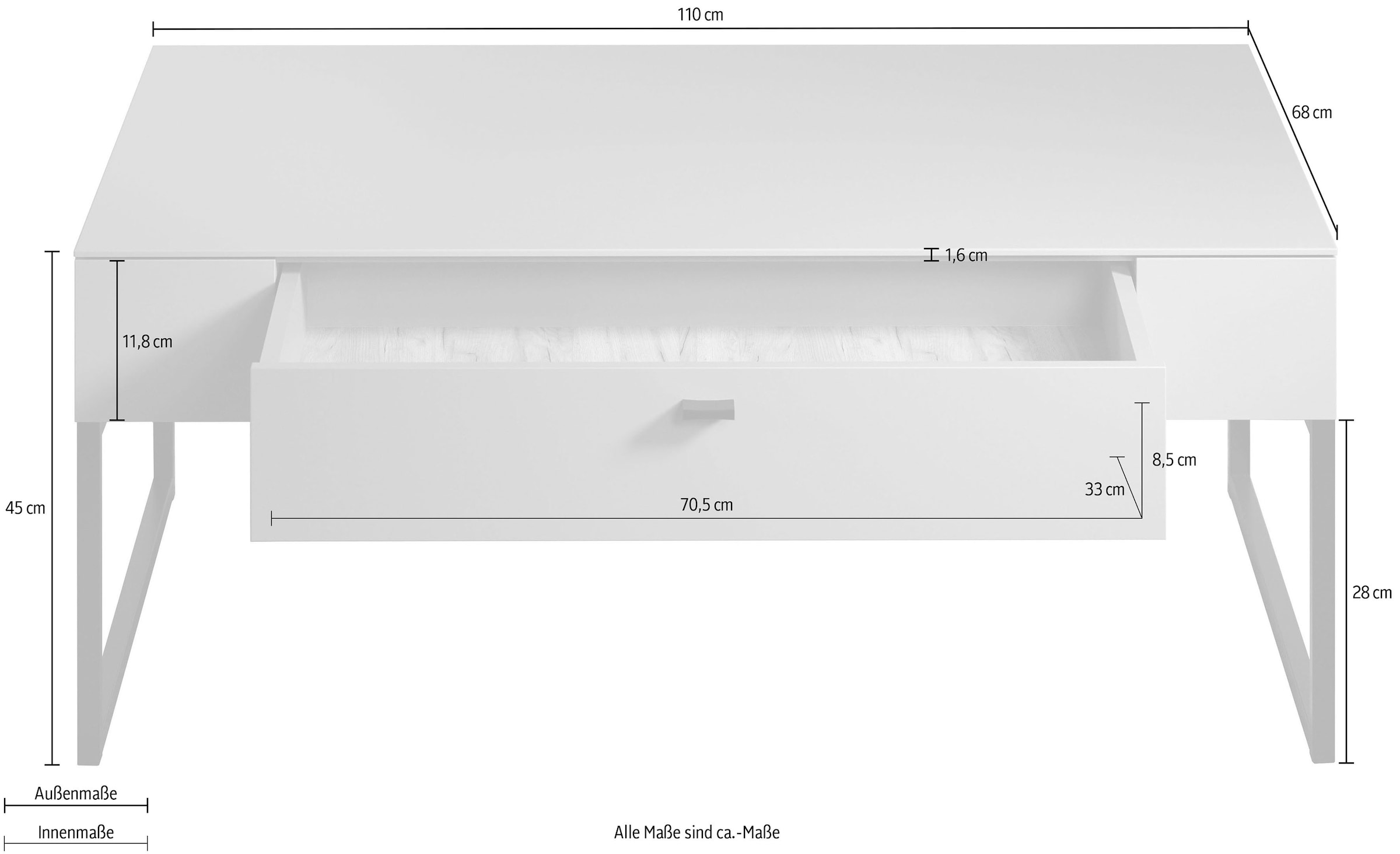 Home affaire Couchtisch »San Pedro« 1 Stk. tlg. Couchtisch mit 1 Schub.K, Soft-Close & Unterflurauszug 110/68/45 cm