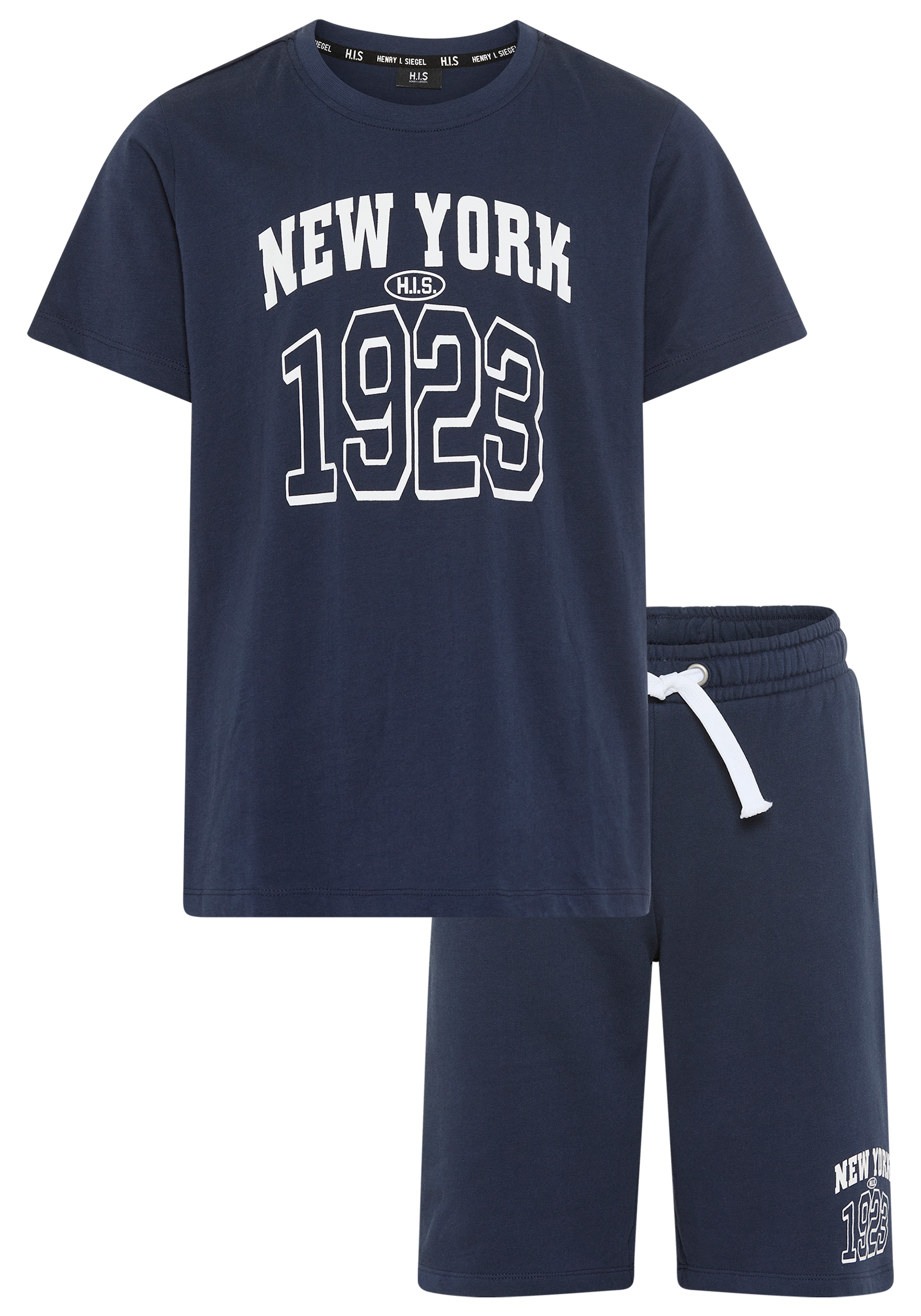 H.I.S Shirt & Hose »2tlg Set: T-Shirt+Sweatbermudas« Set, 2, 2 tlg. verschiedene Größen, bedrucktes Design, aus Baumwollmischung