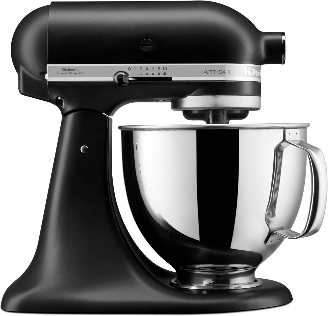 KitchenAid Küchenmaschine »5KSM125EBM SCHWARZ MATT«, Gratis Fleischwolf, Schüssel, Spritzgebäckvorsatz (Wert: ca.238,- UVP)