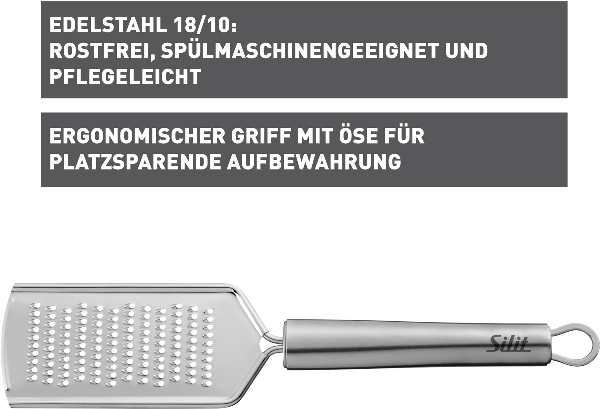 Silit Käsereibe »Classic Line«, (1 St.), hochwertig und ergonomisch, Aufhängeöse, scharfe Reibefläche