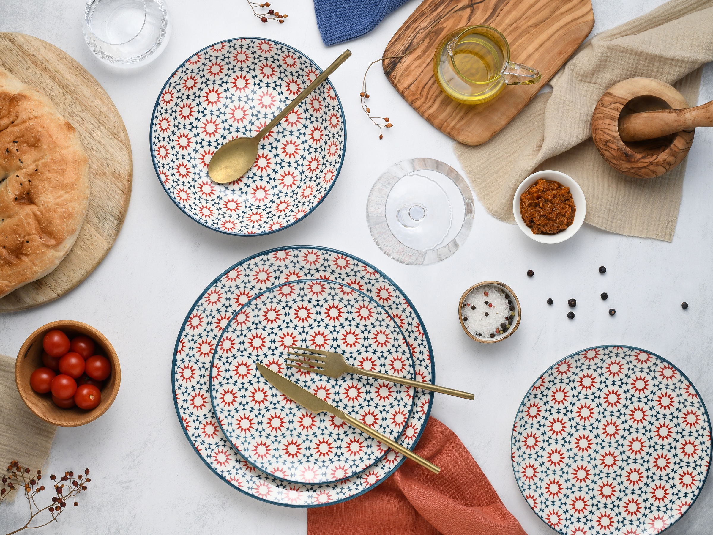 CreaTable Teller-Set »Stella«, (Set, 12 tlg.), orientalisches Fliesenmotiv