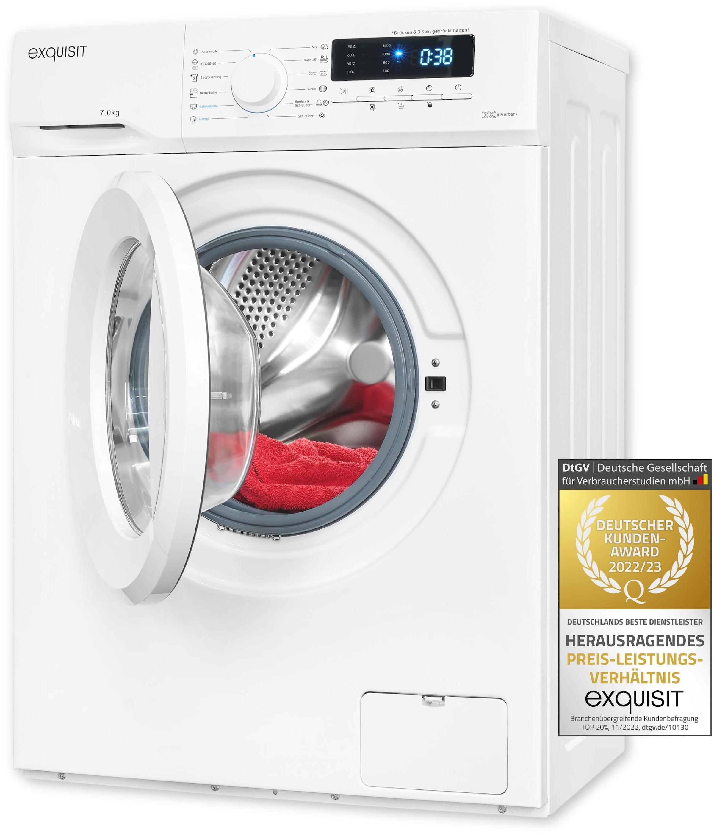exquisit Waschmaschine »WA7014-020A«, WA7014-020A, 7 kg, 1400 U/min, Platz für 7,0 kg Wäsche