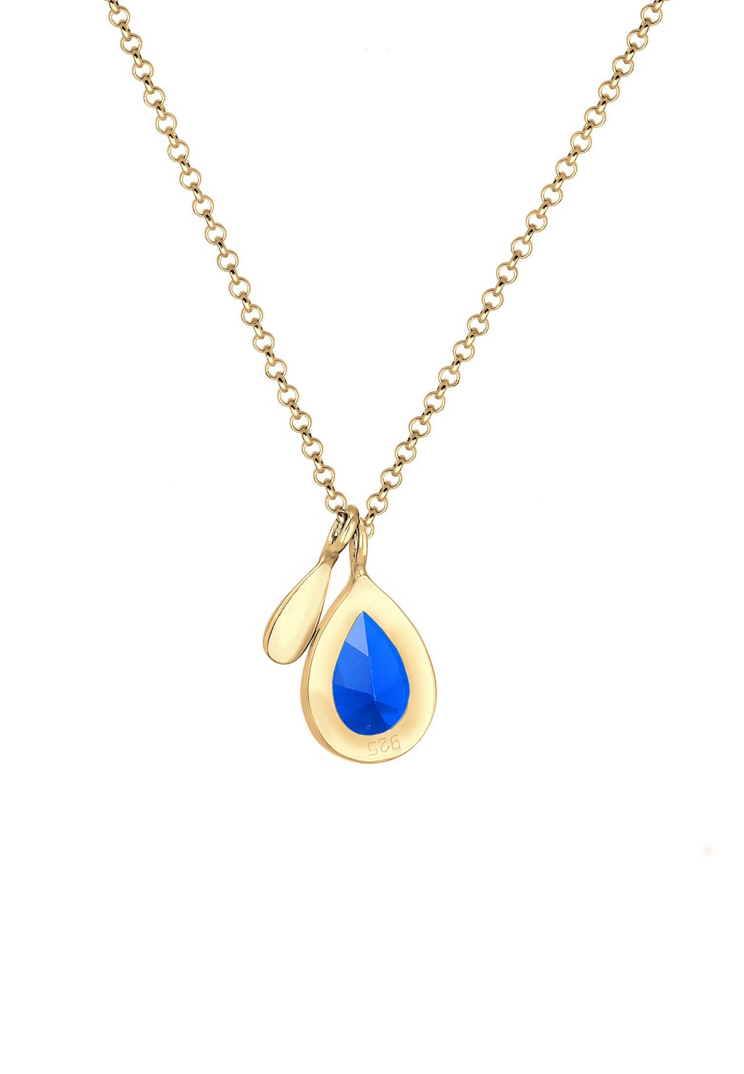 Elli Premium Silberkette »Halskette Tropfen Synthetischer Saphir Blau 925 Sterling Silber vergoldet«