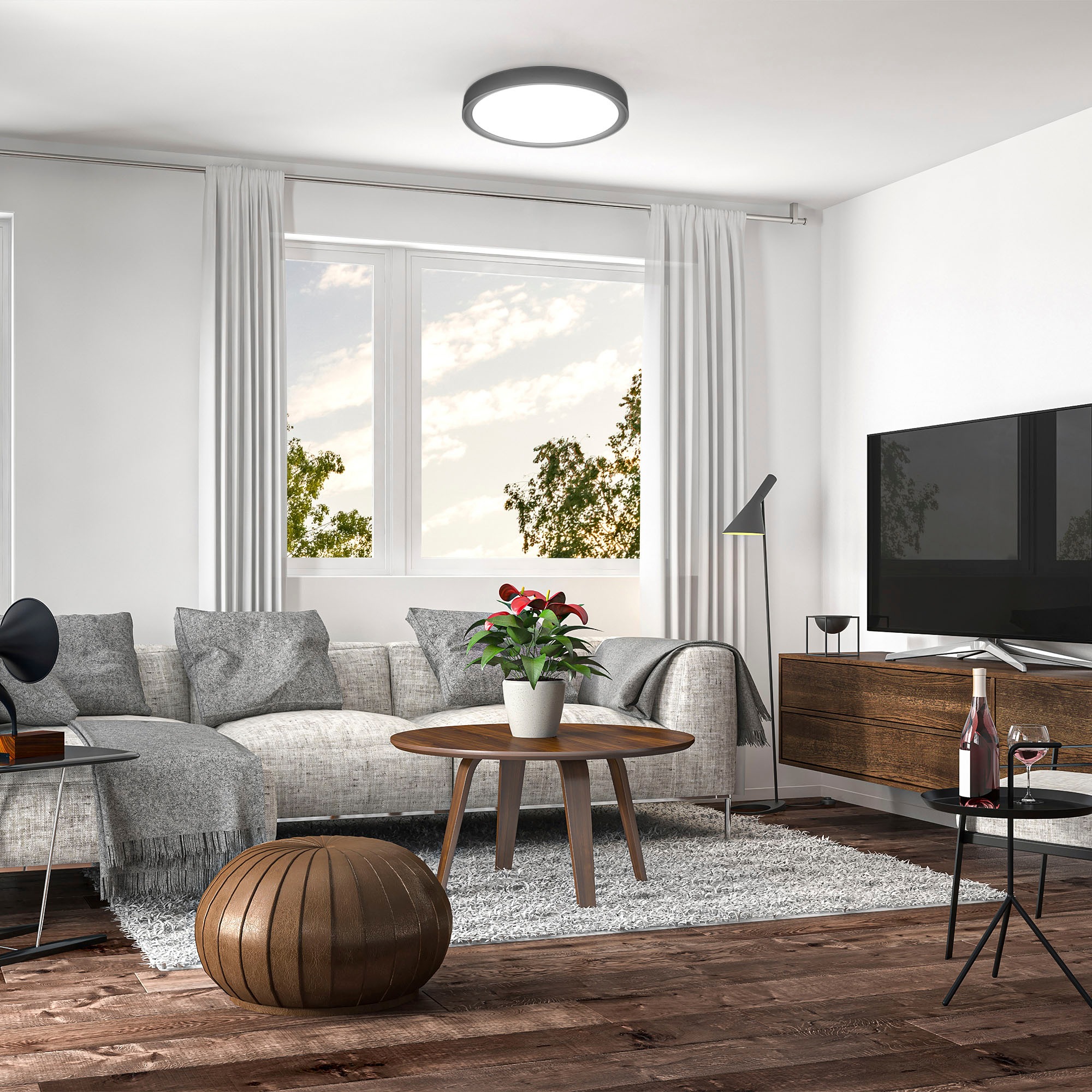 B.K.Licht LED Leuchten-Set, 2-teilig: LED Deckenleuchte + LED Stehlampe 