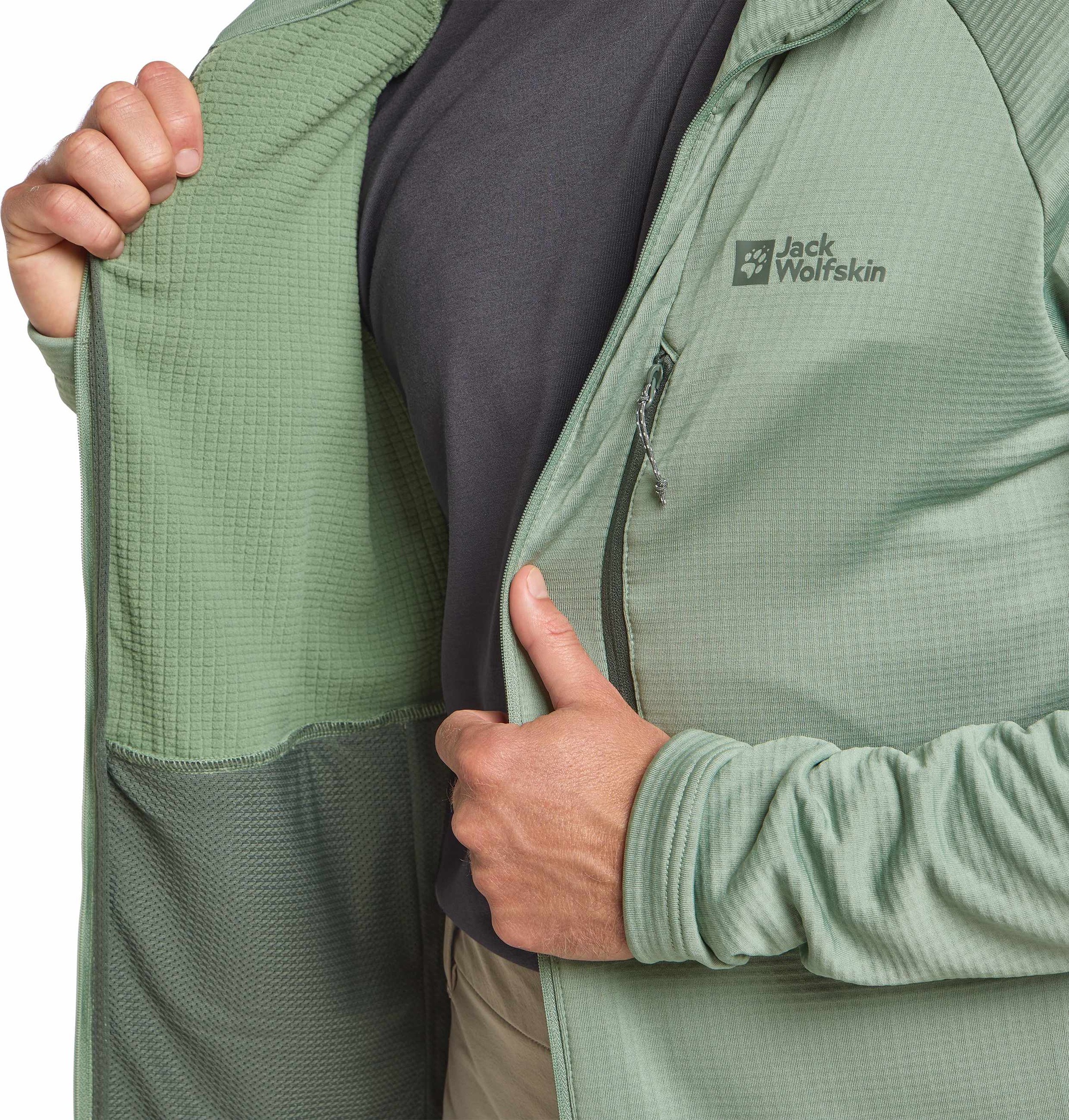 Jack Wolfskin Fleecejacke »KOLBENBERG HOODED FZ M«, mit Kapuze