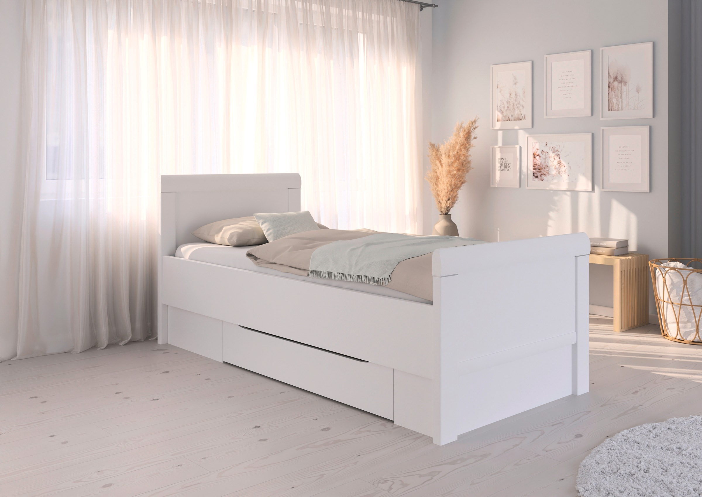 rauch Stauraumbett »Bett Einzelbett Stollenbett Bettkästen EVELYN«, in Komforthöhe mit Holzkopfteil sowie Schubladen MADE IN GERMANY